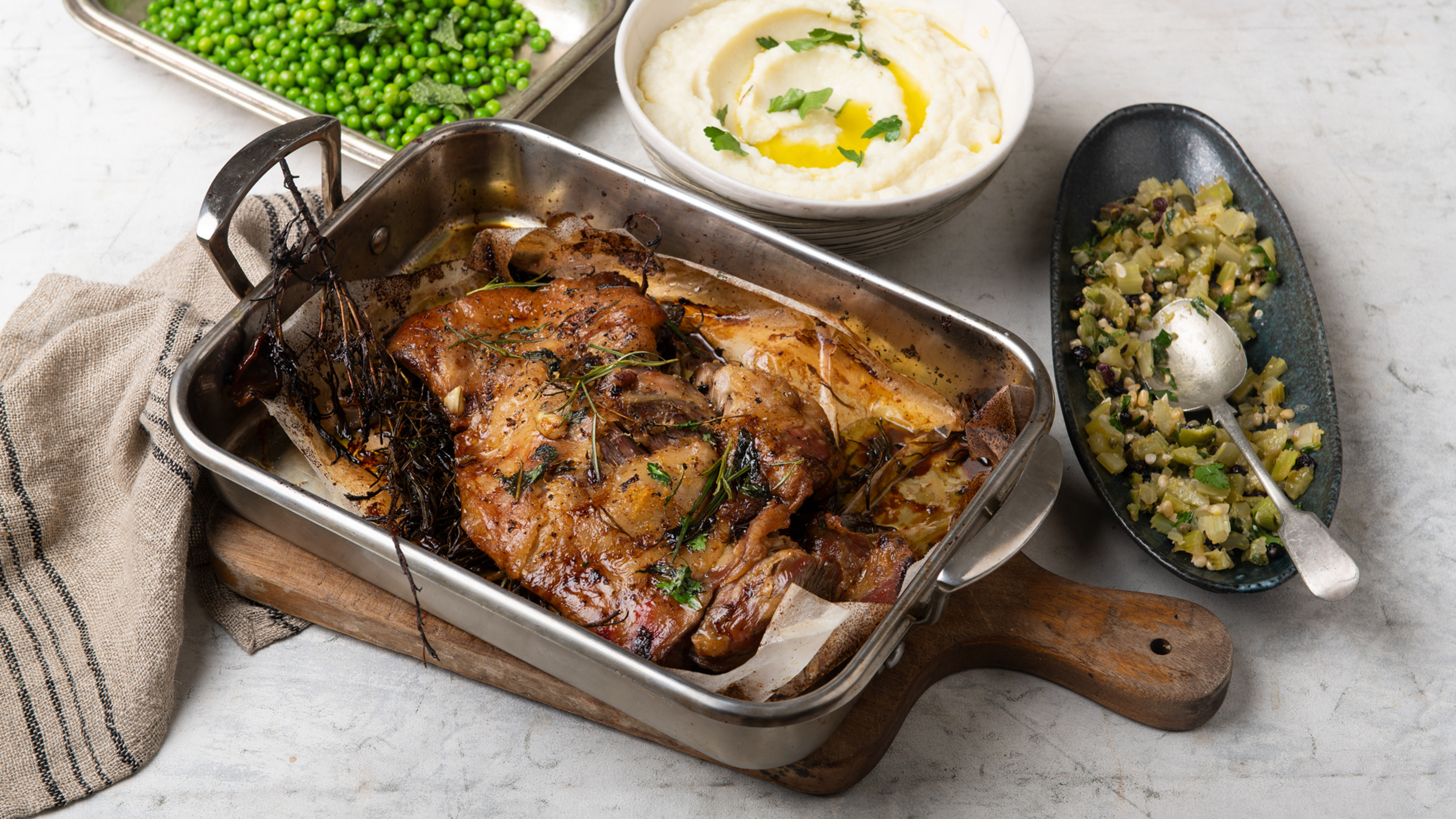 Sergio's Slow Roasted Lamb with Celery & Pine Nut Salsa