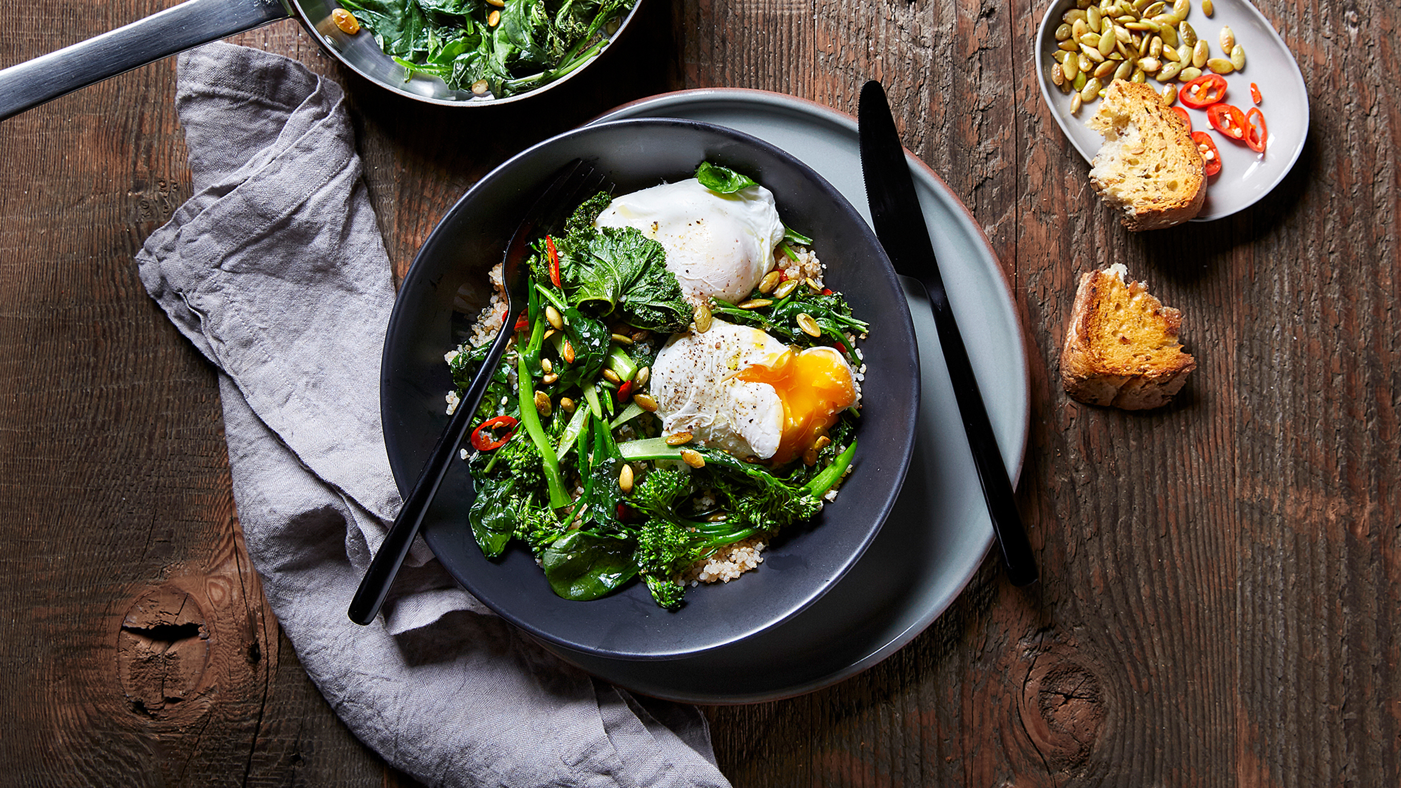 Warm Breakfast Greens Bowl