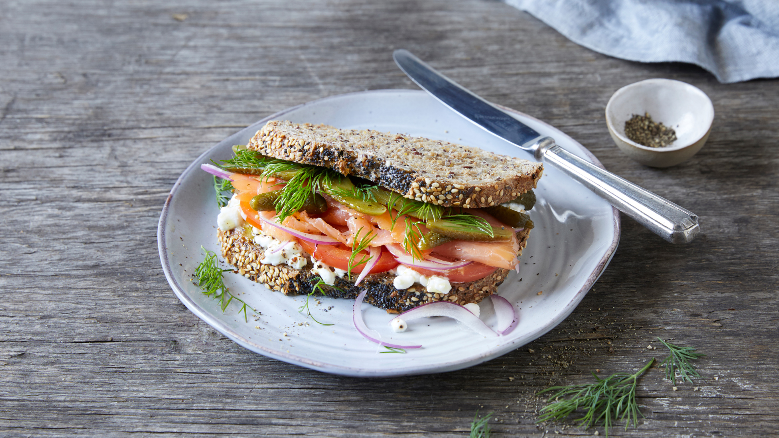 Smoked Salmon, Pickle & Dill Sandwich