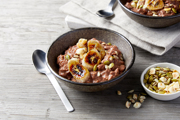 Chocolate Nut & Seed Protein Oats with Caramelised Banana