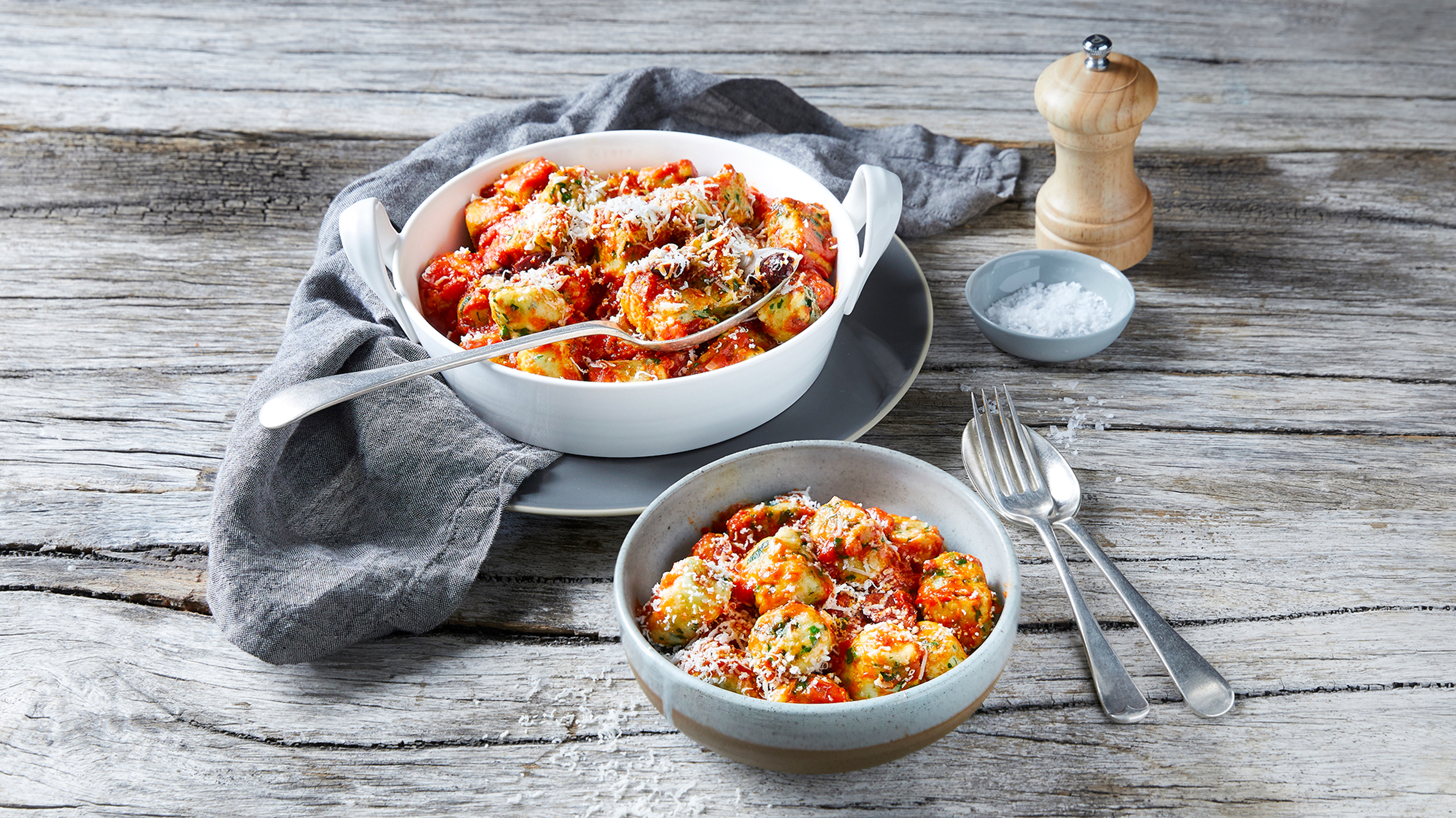 Italian: Spinach & Ricotta Gnocchi with Puttanesca