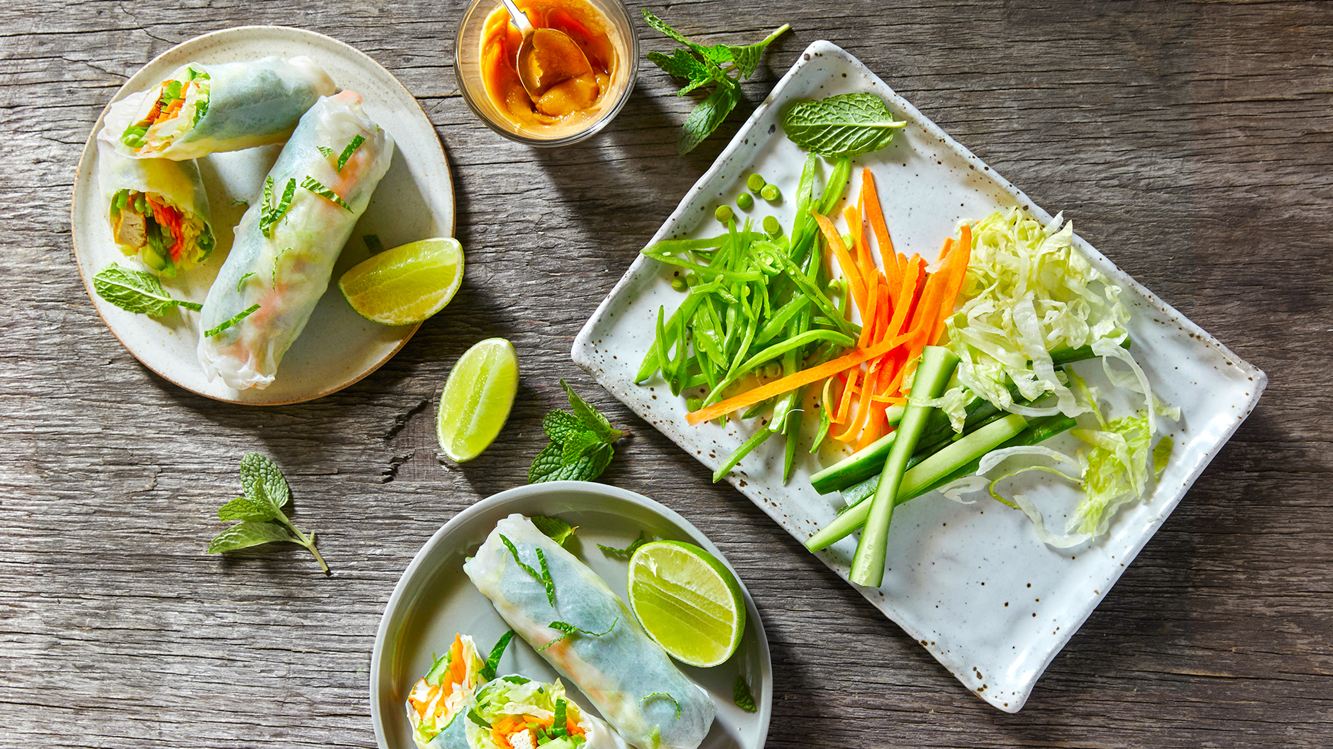 Rice Paper Rolls with Peanut Sauce