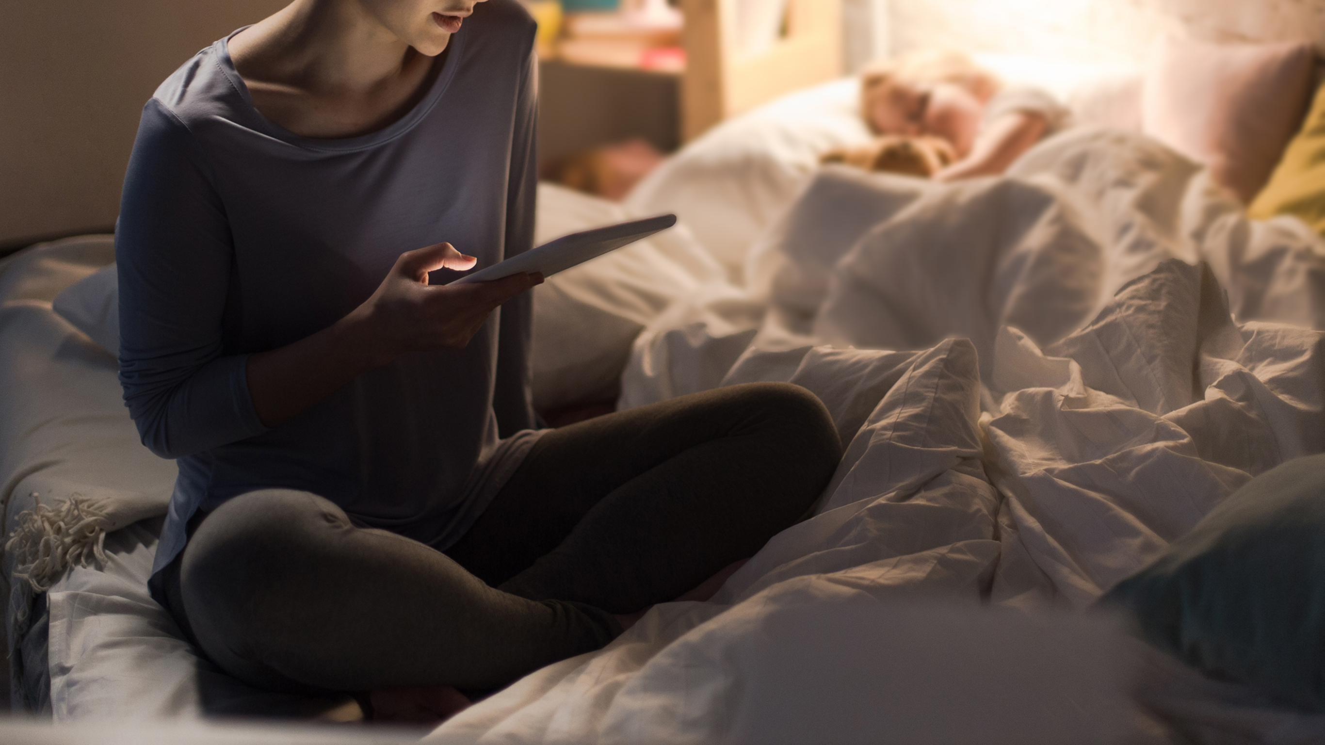 A parent searches for a sleep meditation on the Centr app.