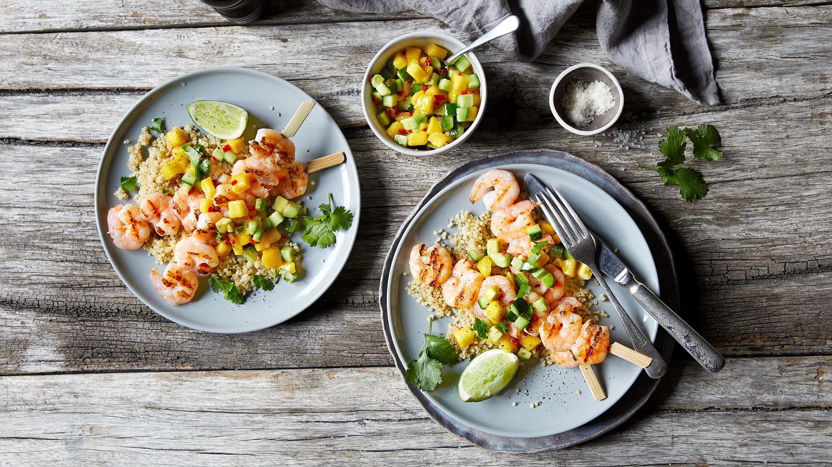 Centr's BBQ Shrimp with Mango Salsa is perfect as a refreshing starter dish.