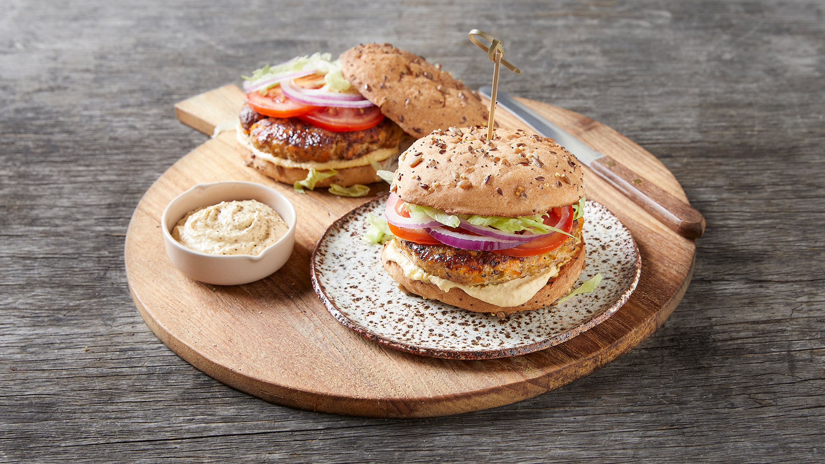Dan Churchill's Turkey Burger with Hummus from the Centr meal plan.