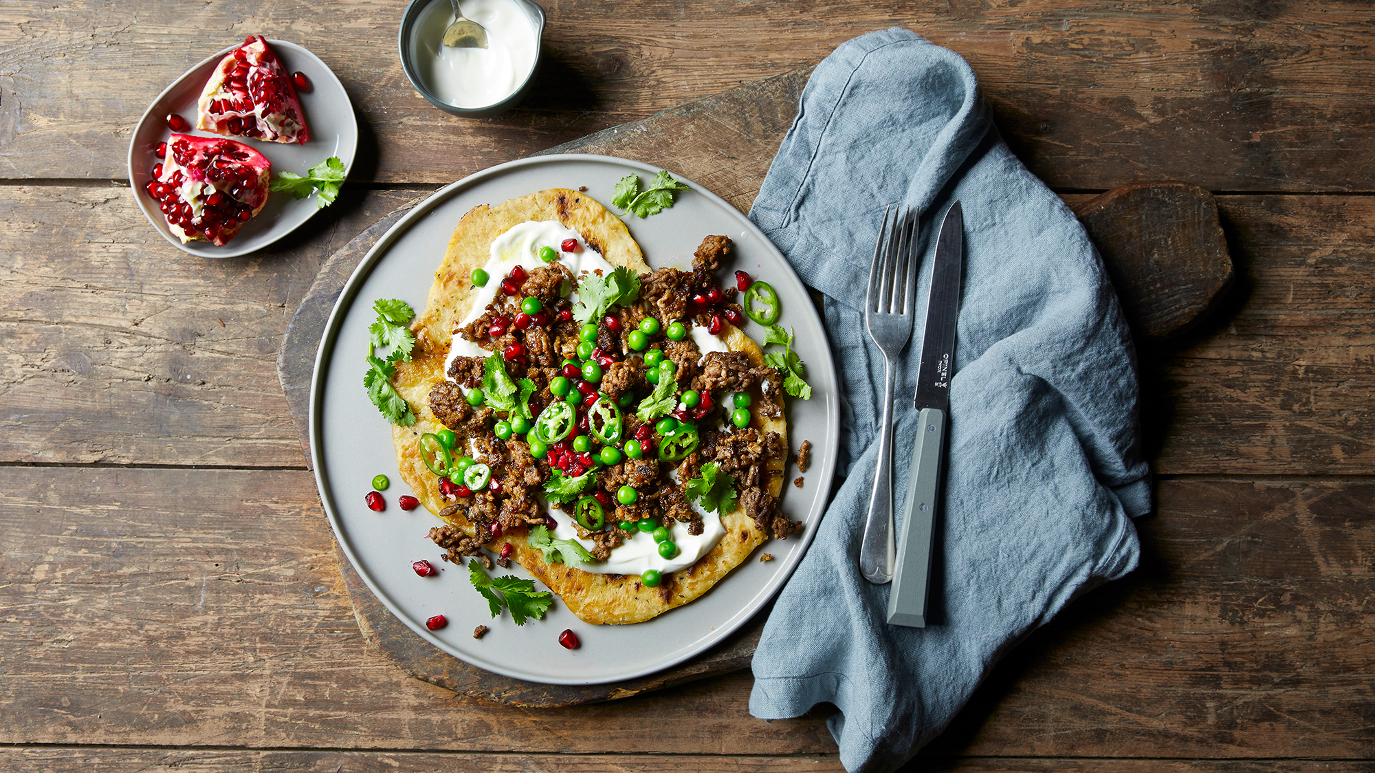 Indian Ground Beef with Naan Bread
