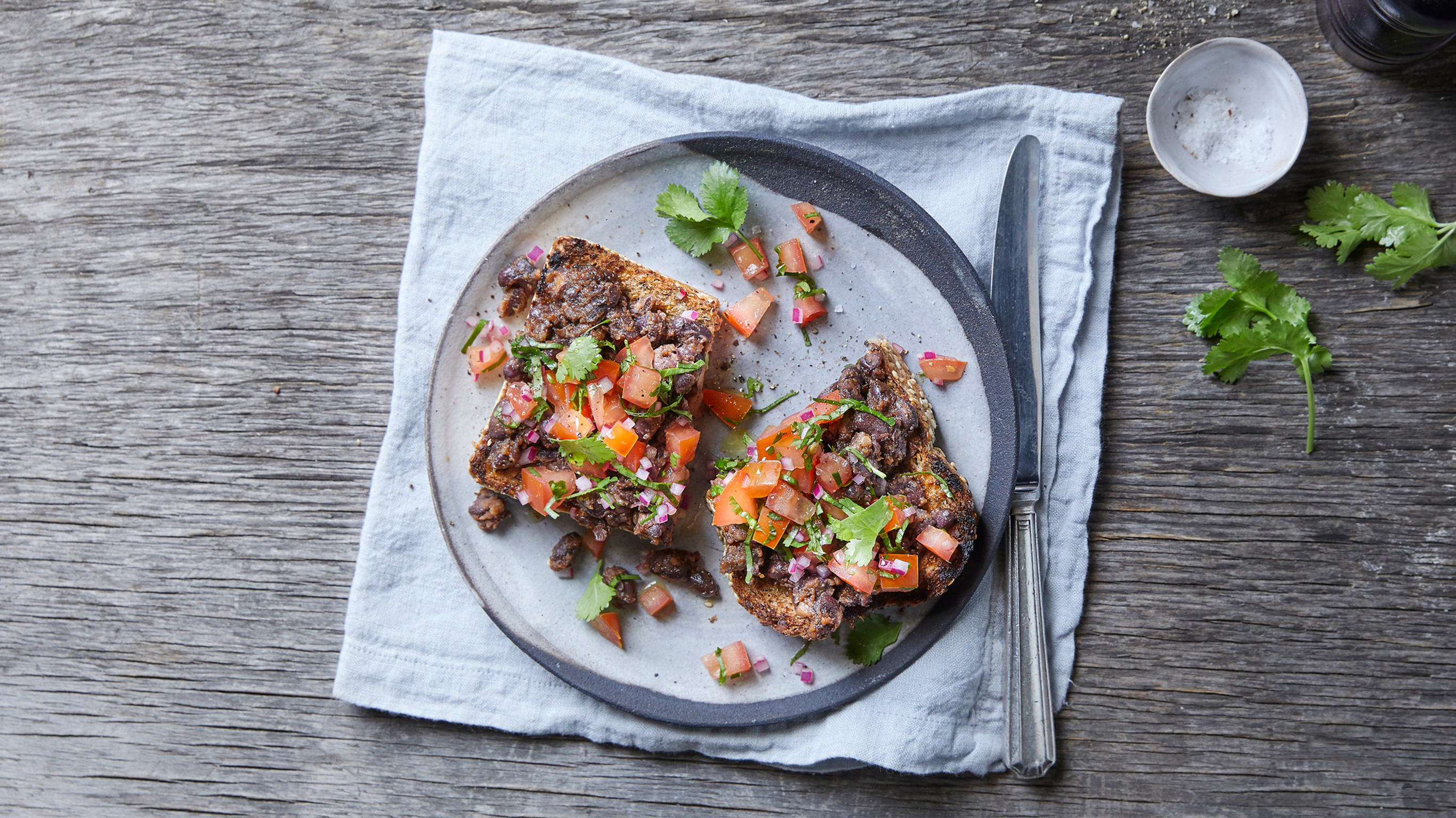 Mexico: Mexican Black Beans on Toast