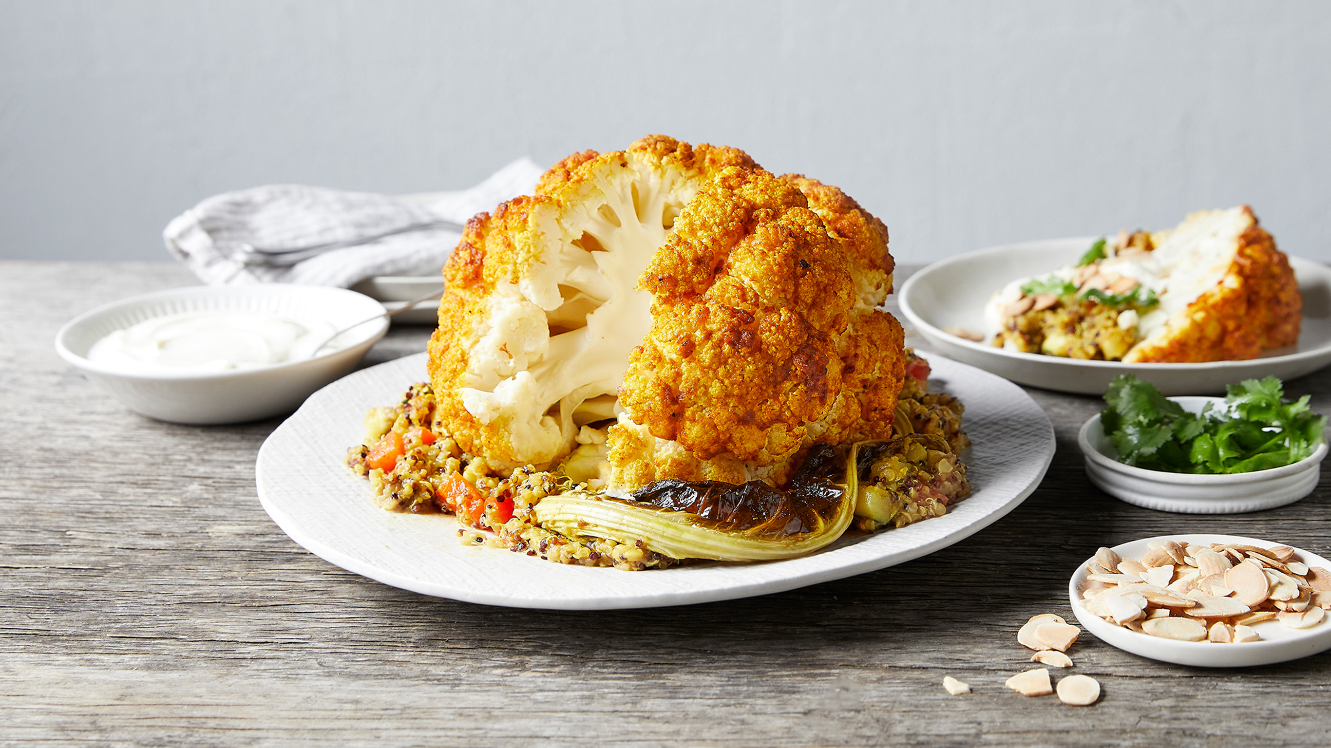 Sergio's Slow-cooked Whole Cauliflower with Yellow Curry & Quinoa