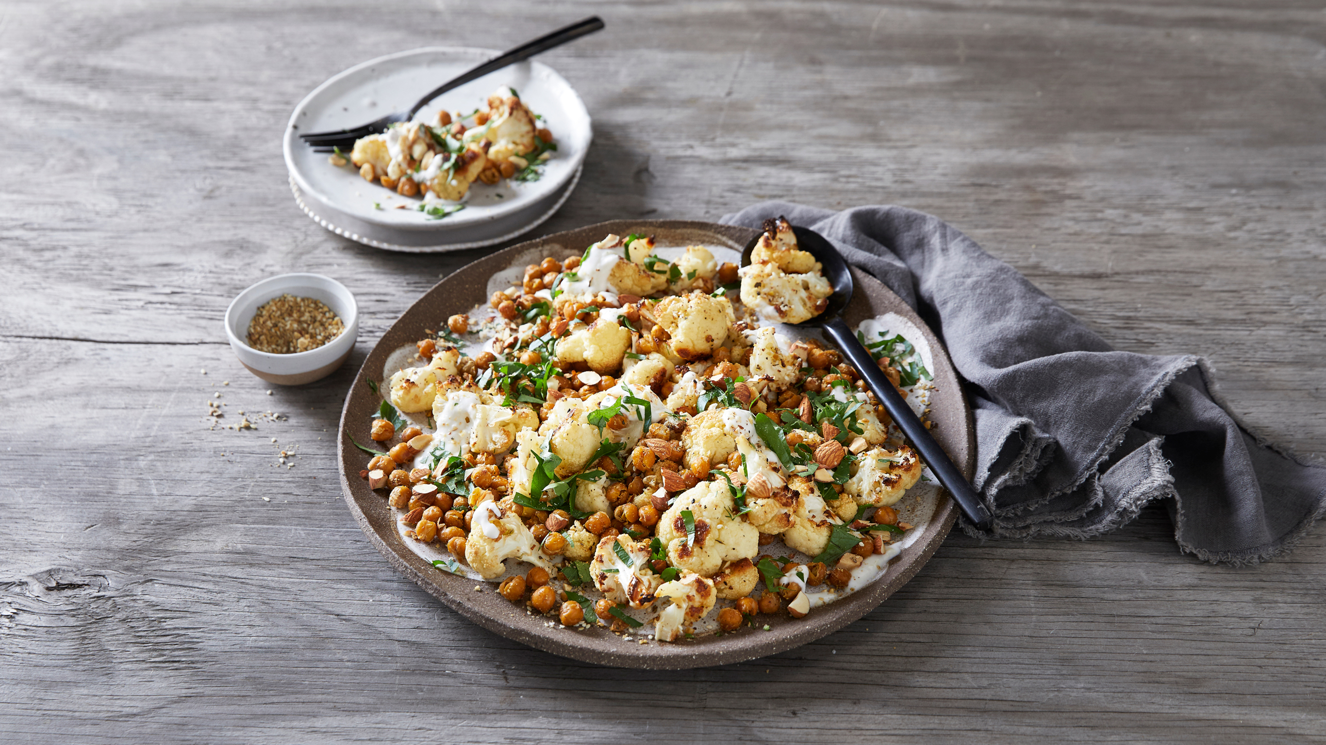 Roasted Chickpea & Cauliflower Salad with Dukkah