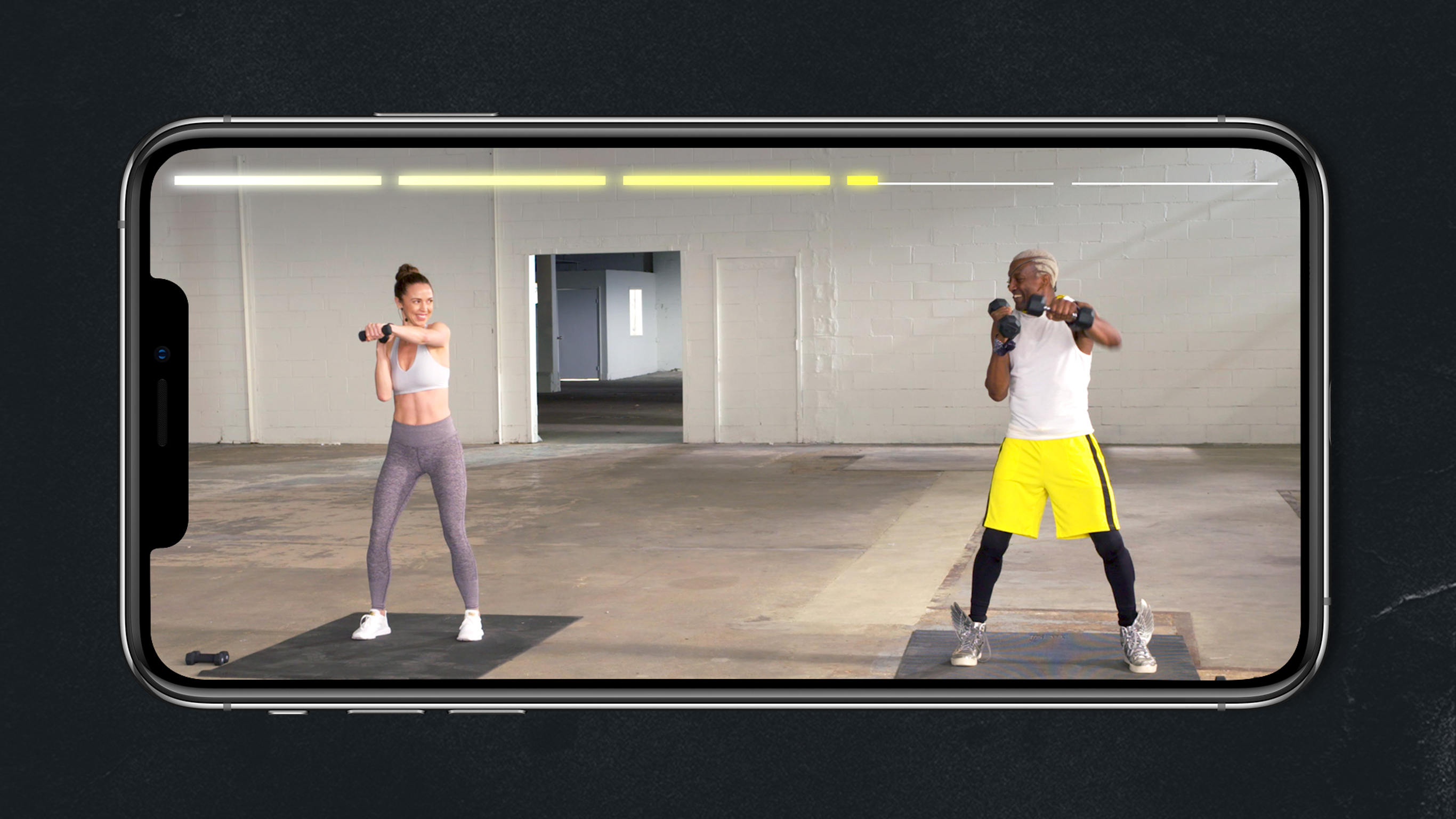 A Centr workout with Michael Olajide Jr. as it looks on mobile.