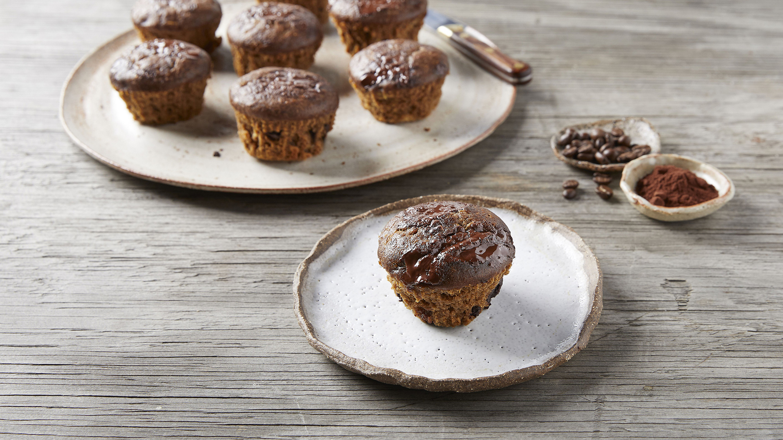 Chocolate and banana espresso muffins.