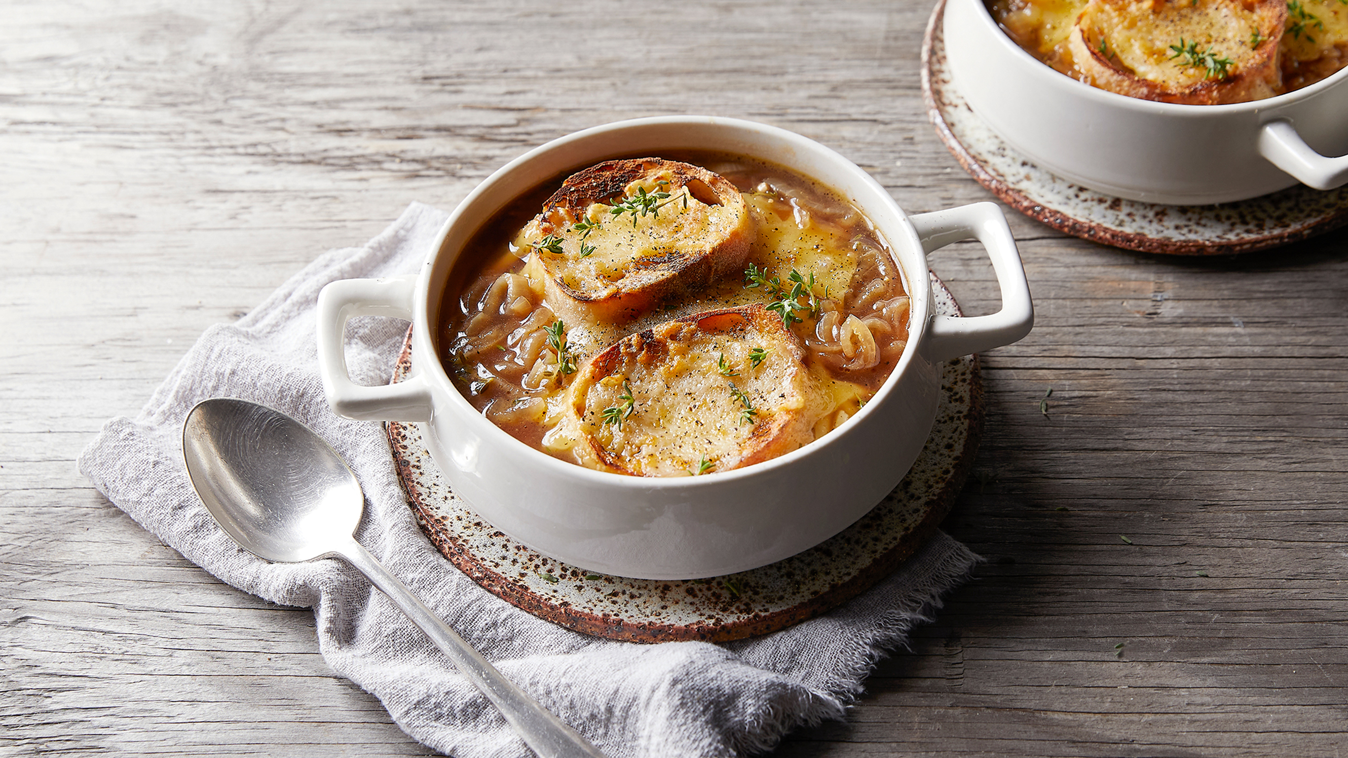 French Onion Soup with Cheesy Croutons