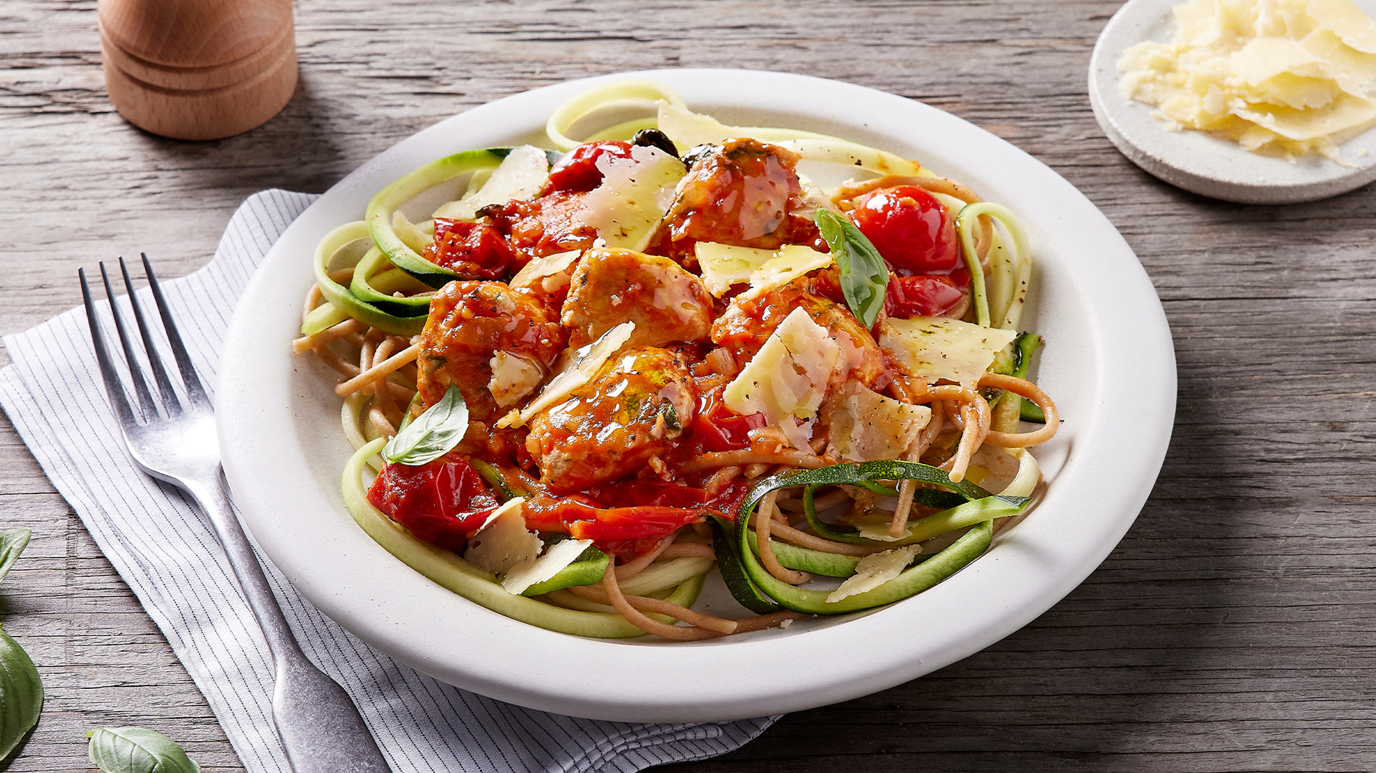 Chicken Meatballs with Zoodles