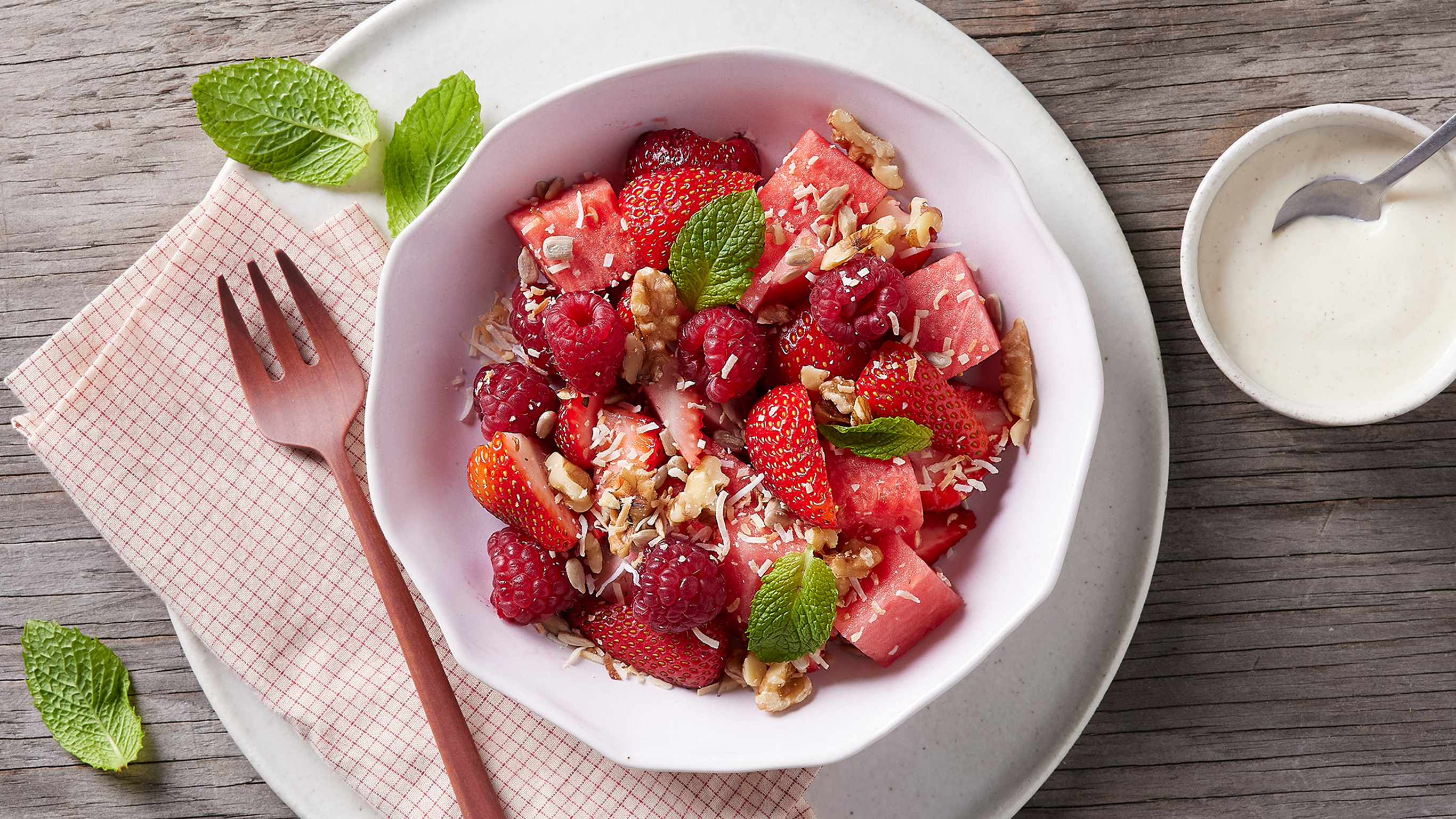 Berry Watermelon Salad with Coconut Crumble