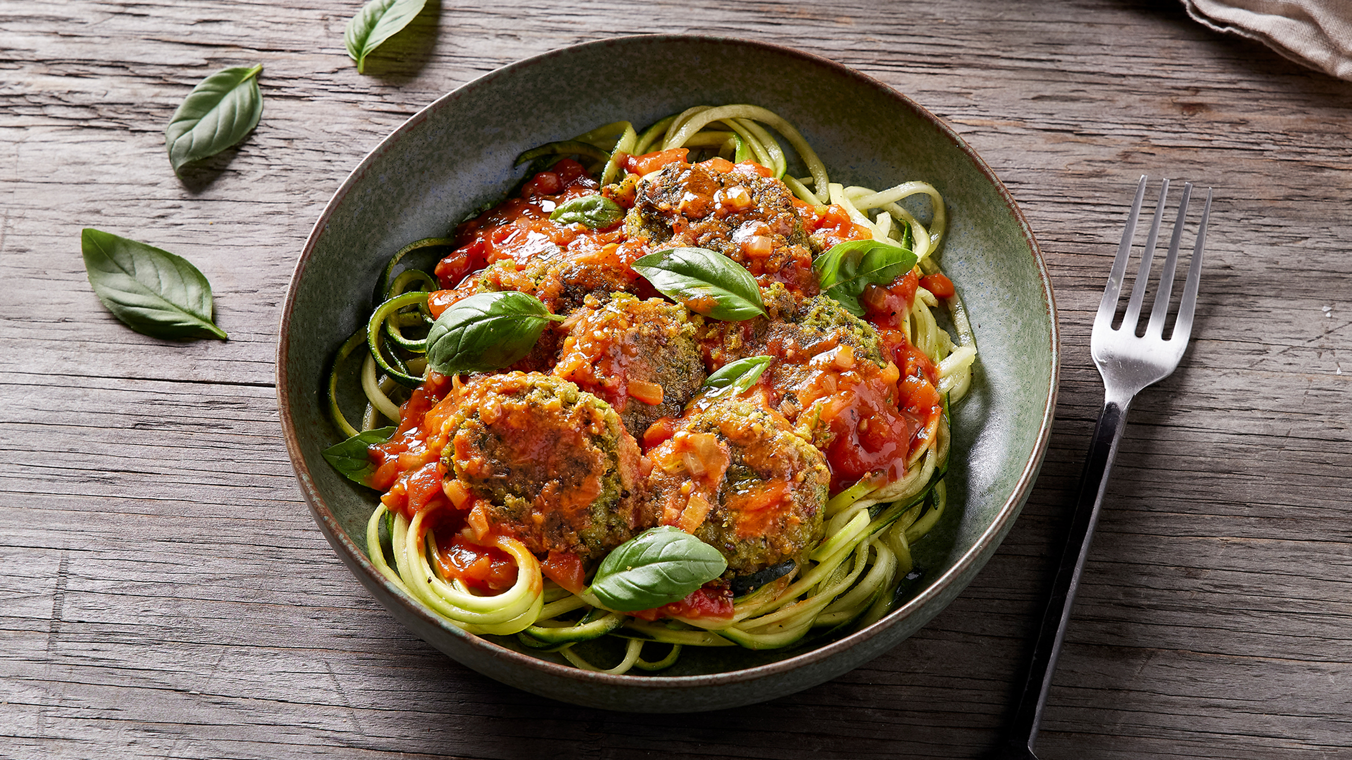 Spinach & Quinoa Polpette with Zoodles