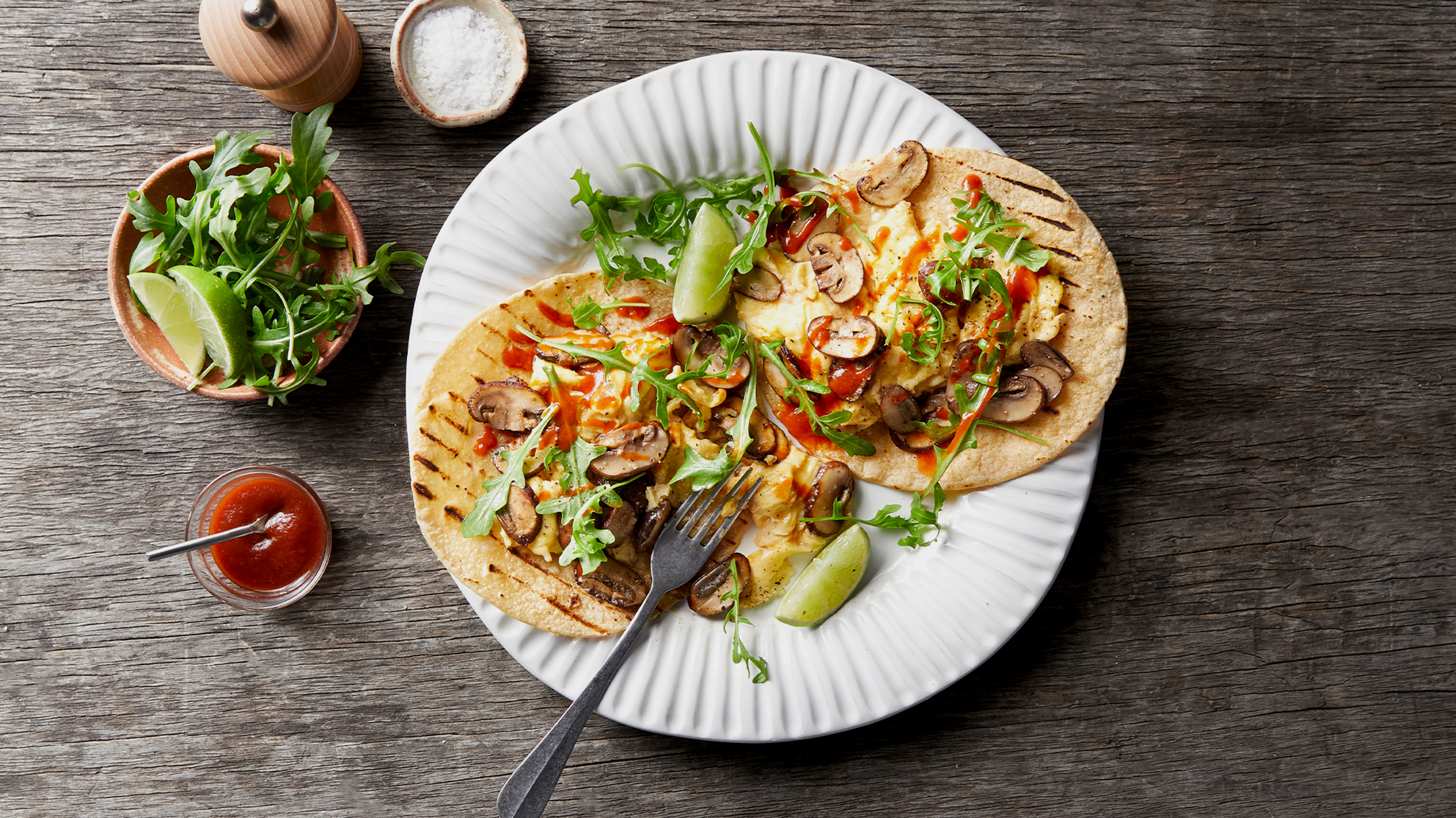 Dan's Mushroom & Scrambled Egg Breakfast Tacos