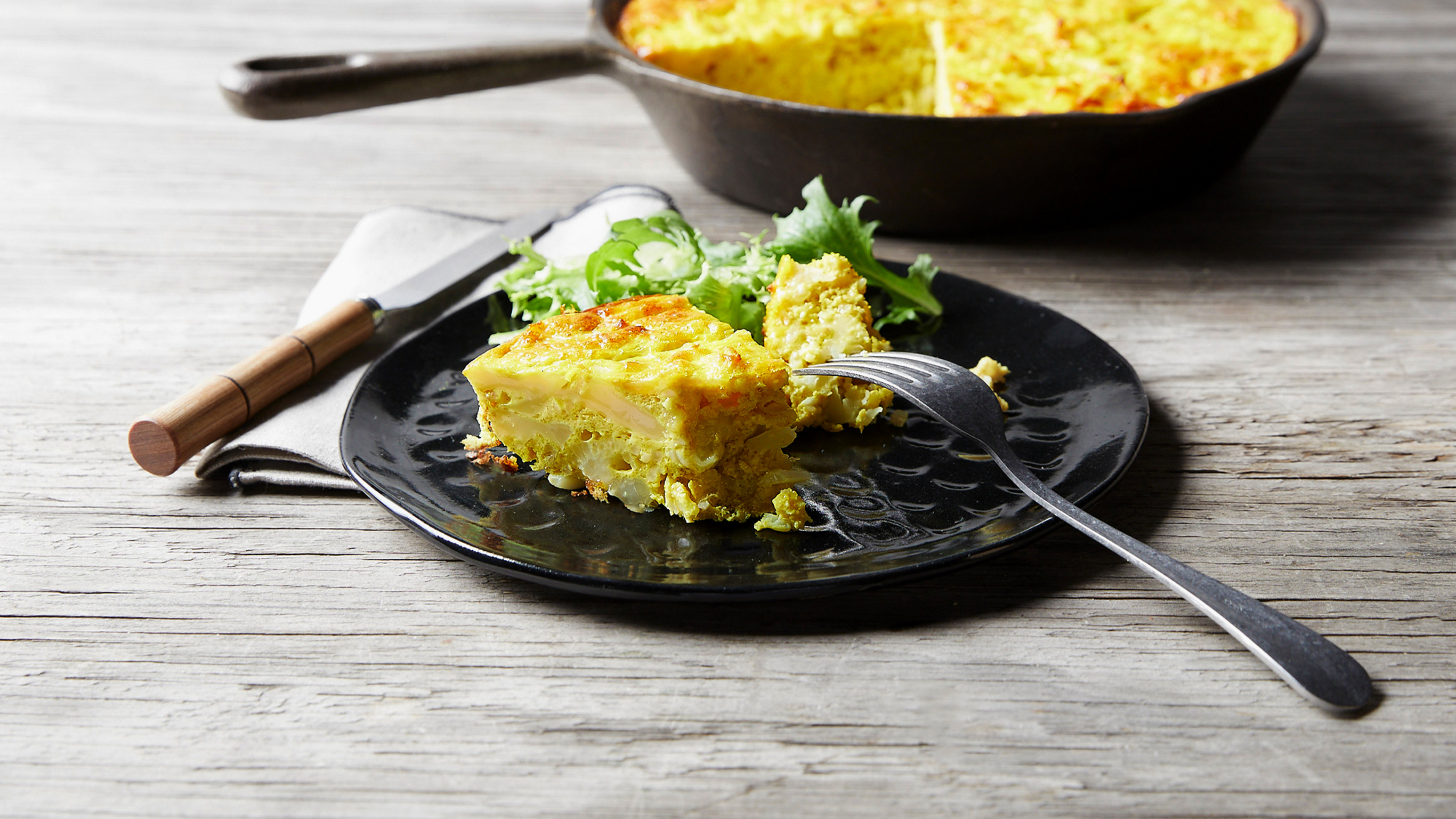 Turmeric & Cauliflower Pie with Salad