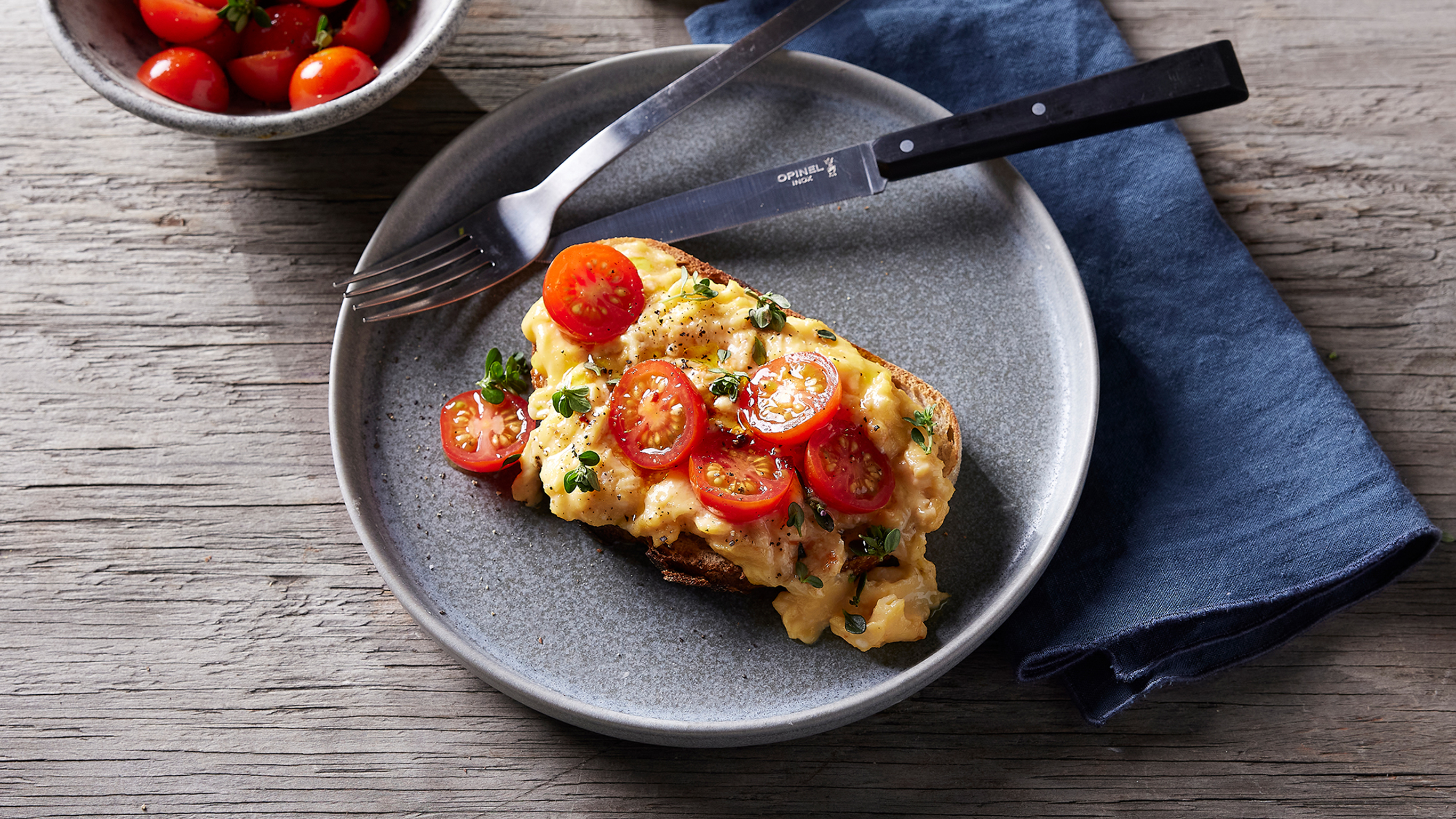 Dan's Scrambled Eggs & Marinated Tomatoes on Toast