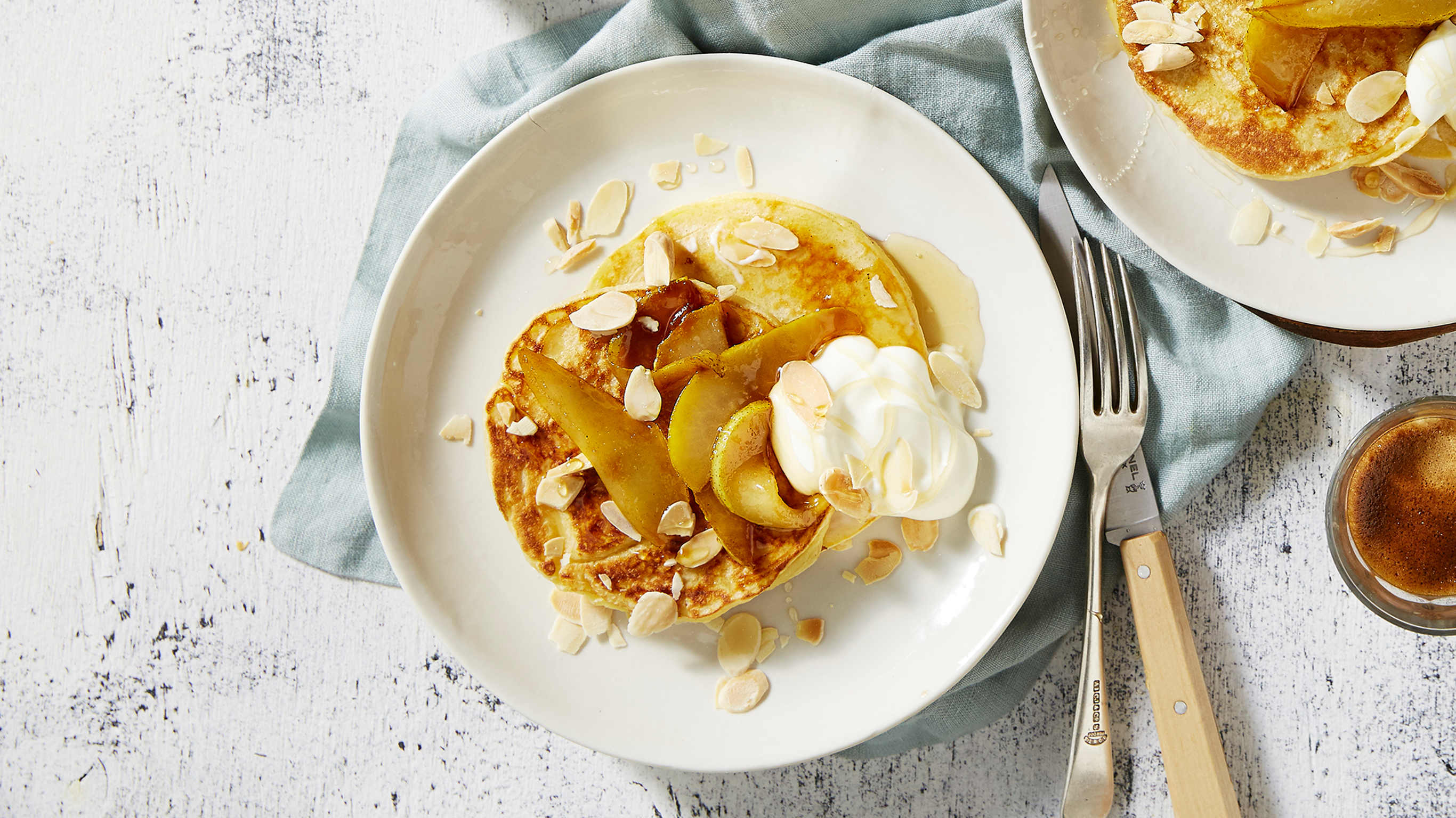 Caramelized Pear & Almond Pancakes