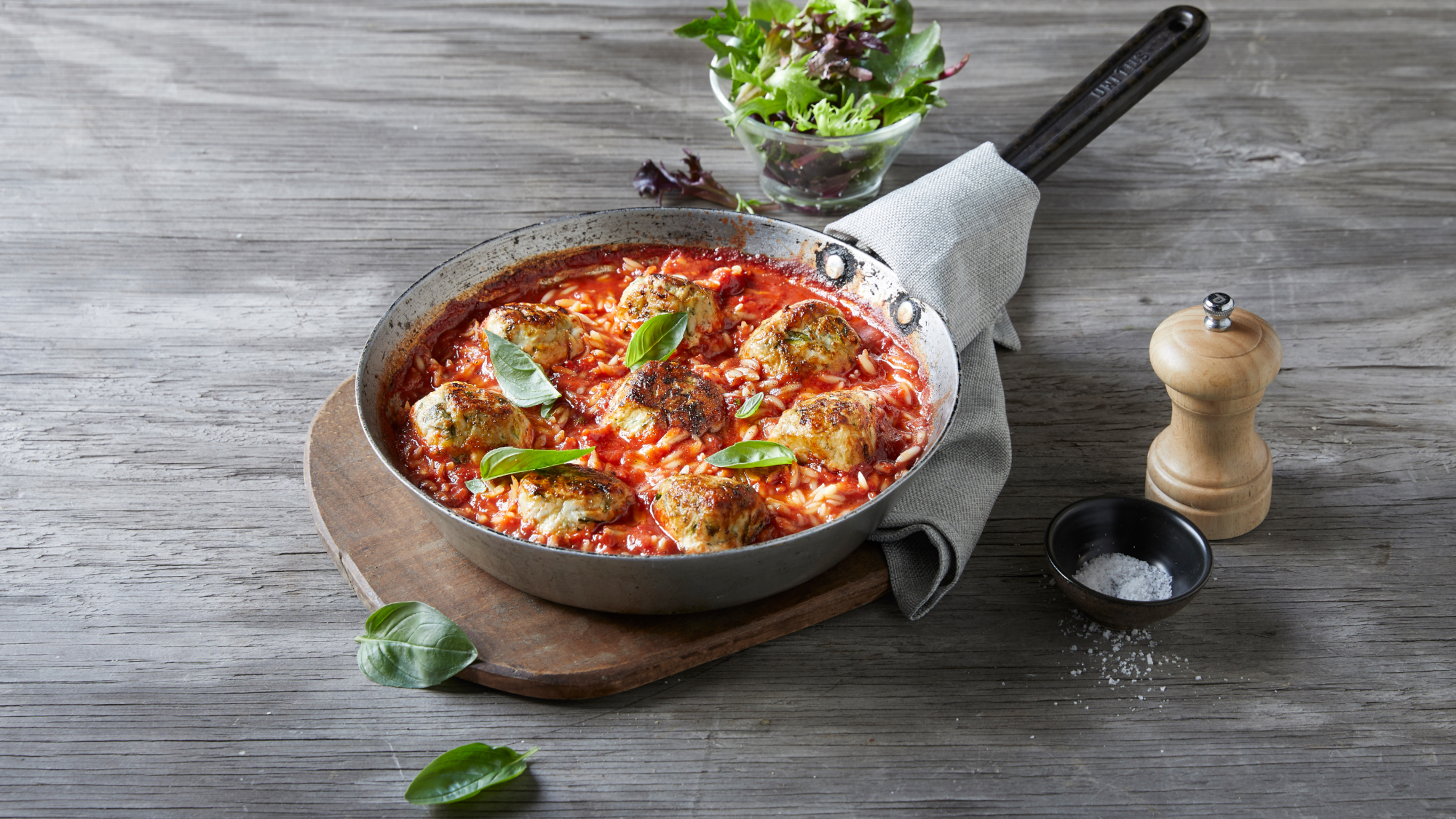 One-pot Chicken Meatballs with Risoni