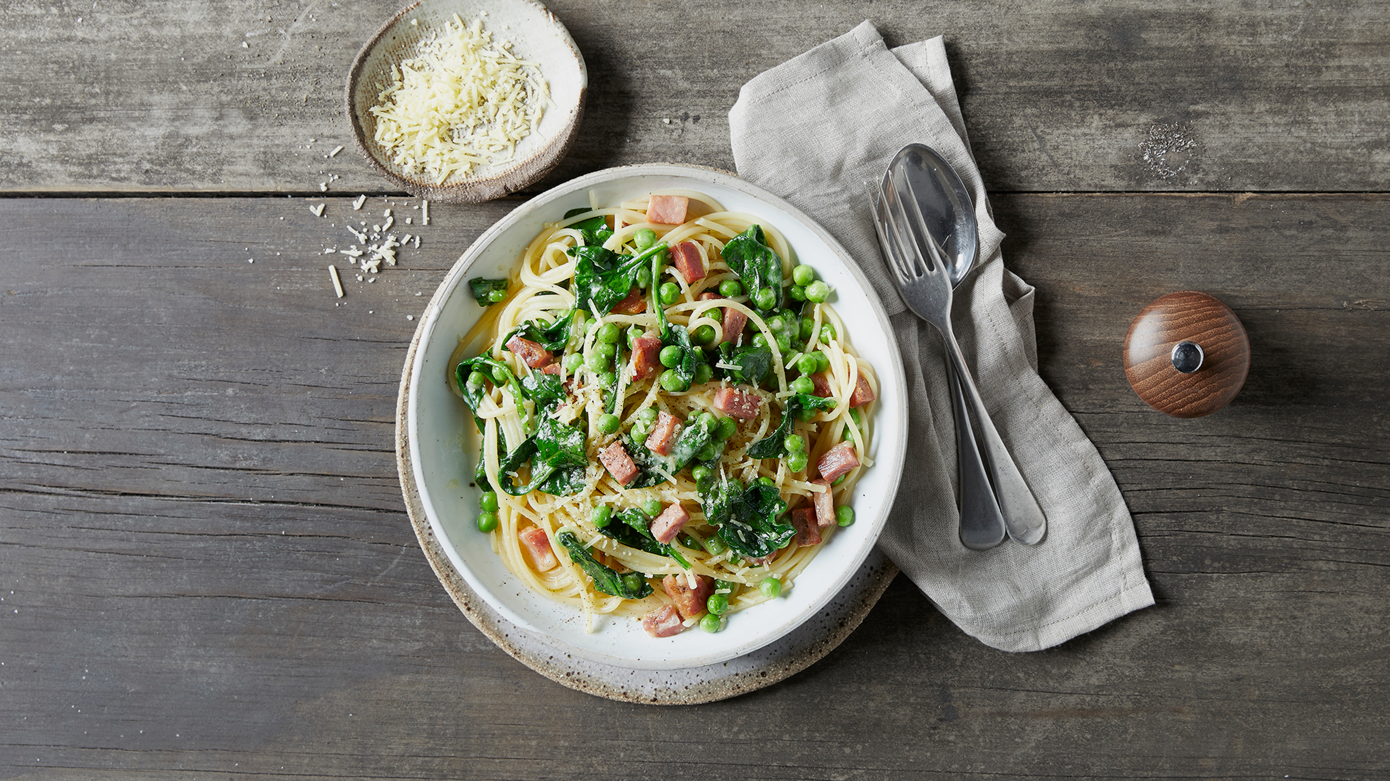 Simple Pea & Pancetta Pasta