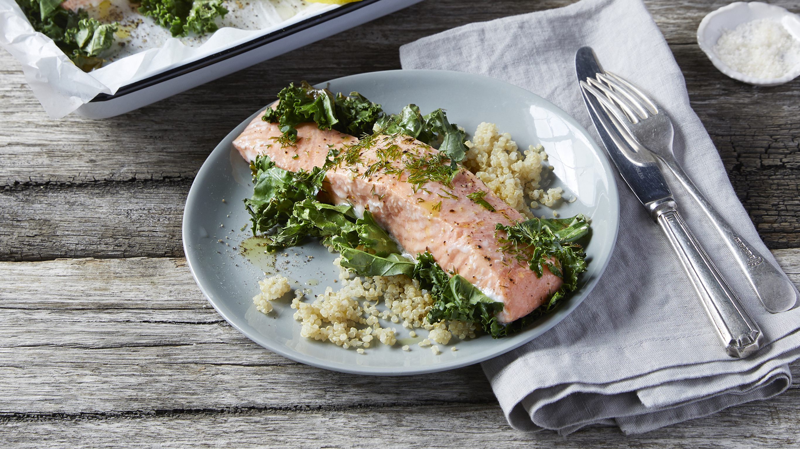 Baked Salmon with Kale