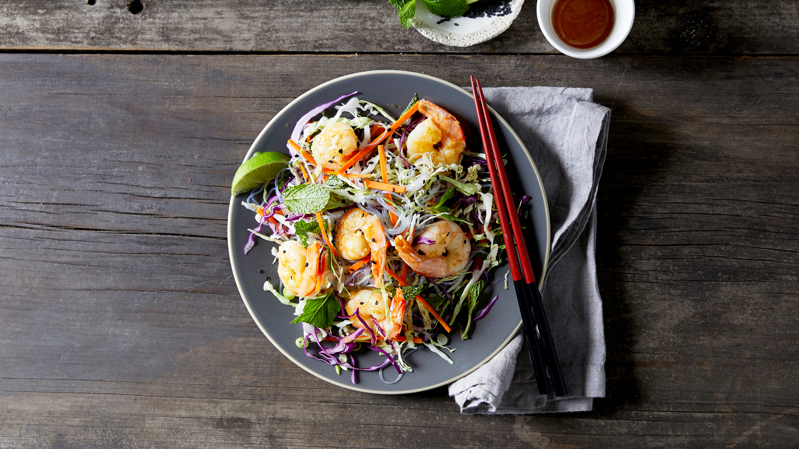 Shrimp Salad with Rice Noodles & Honey Dressing