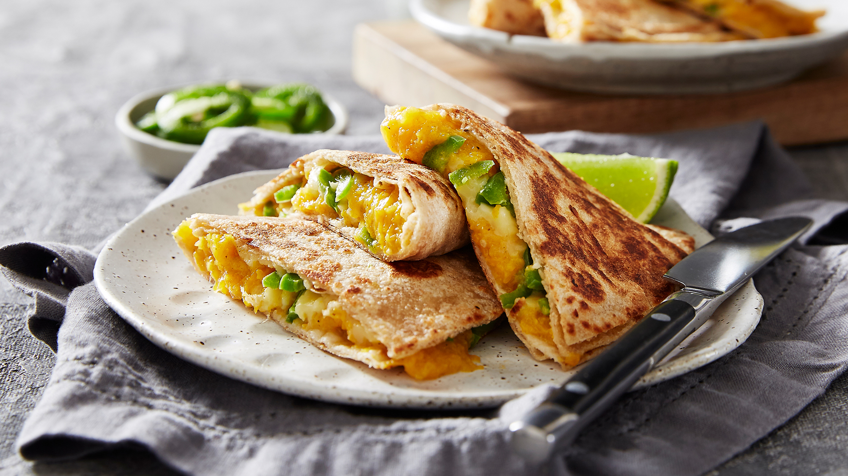 Cheesy Squash Quesadilla with Lime & Jalapeño