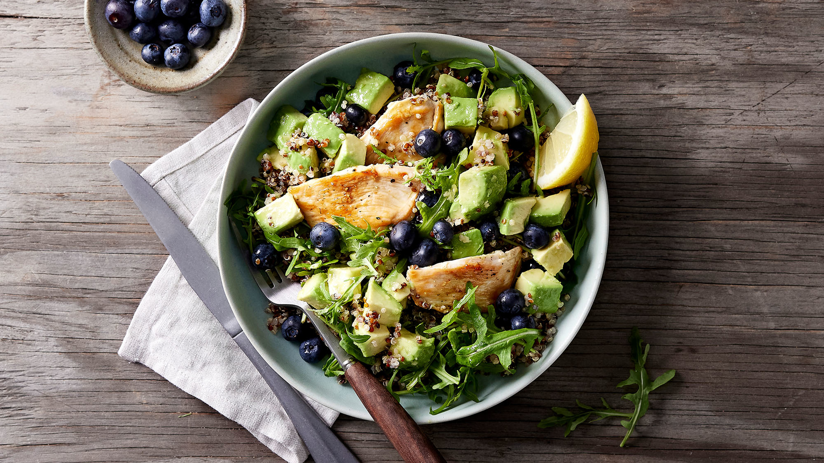 Centr’s Zesty Chicken Salad with Fresh Blueberries, which provides around 350mg of polyphenols per serve.