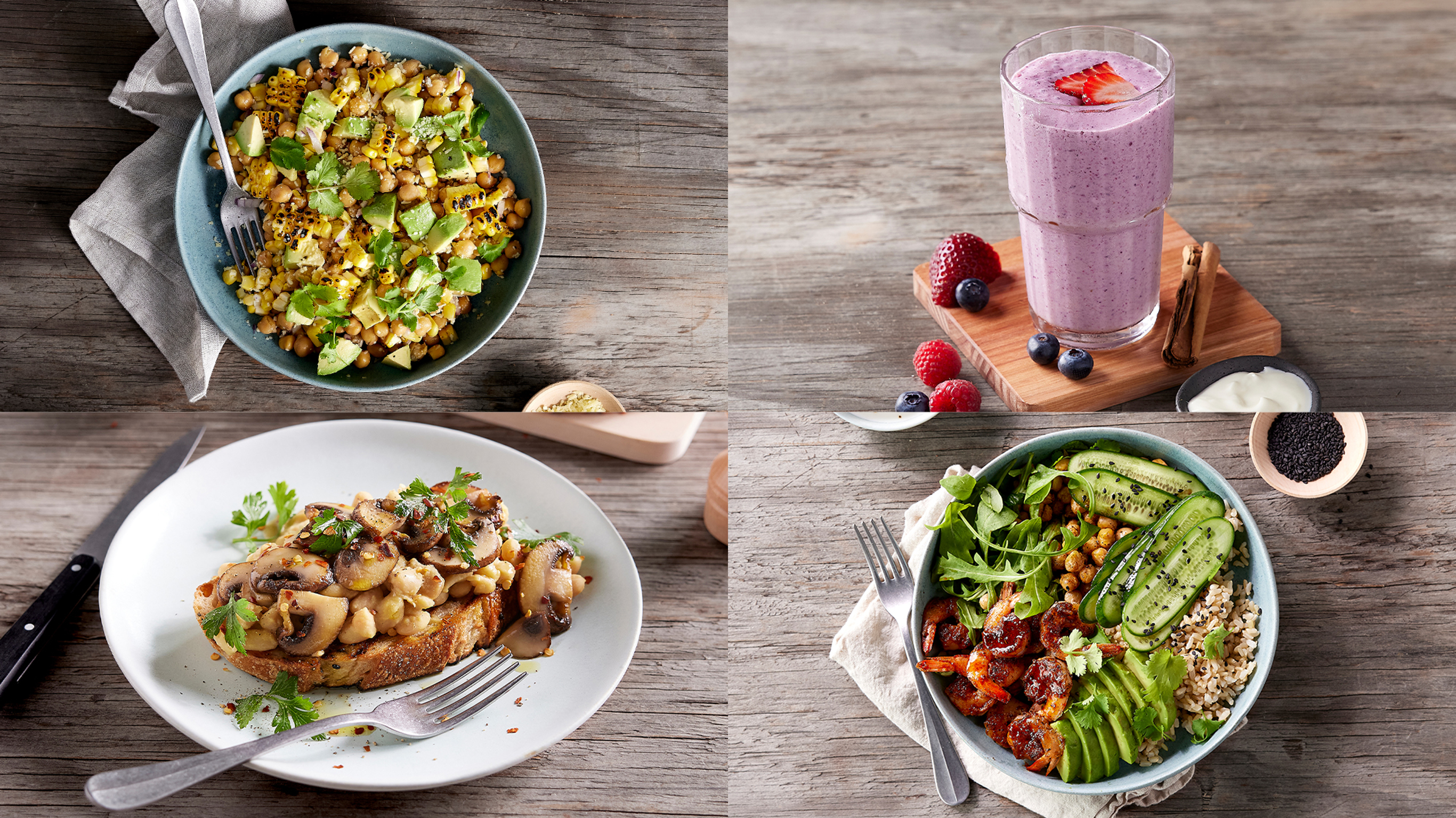 A composite image of 4 meals from Centr's Reset recipe collection.