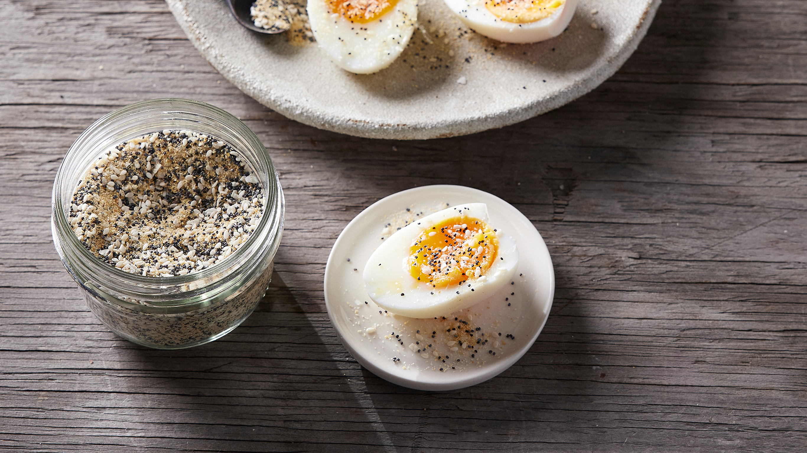 A serving of Eggs with Everything Bagel Seasoning, from the Centr meal library.