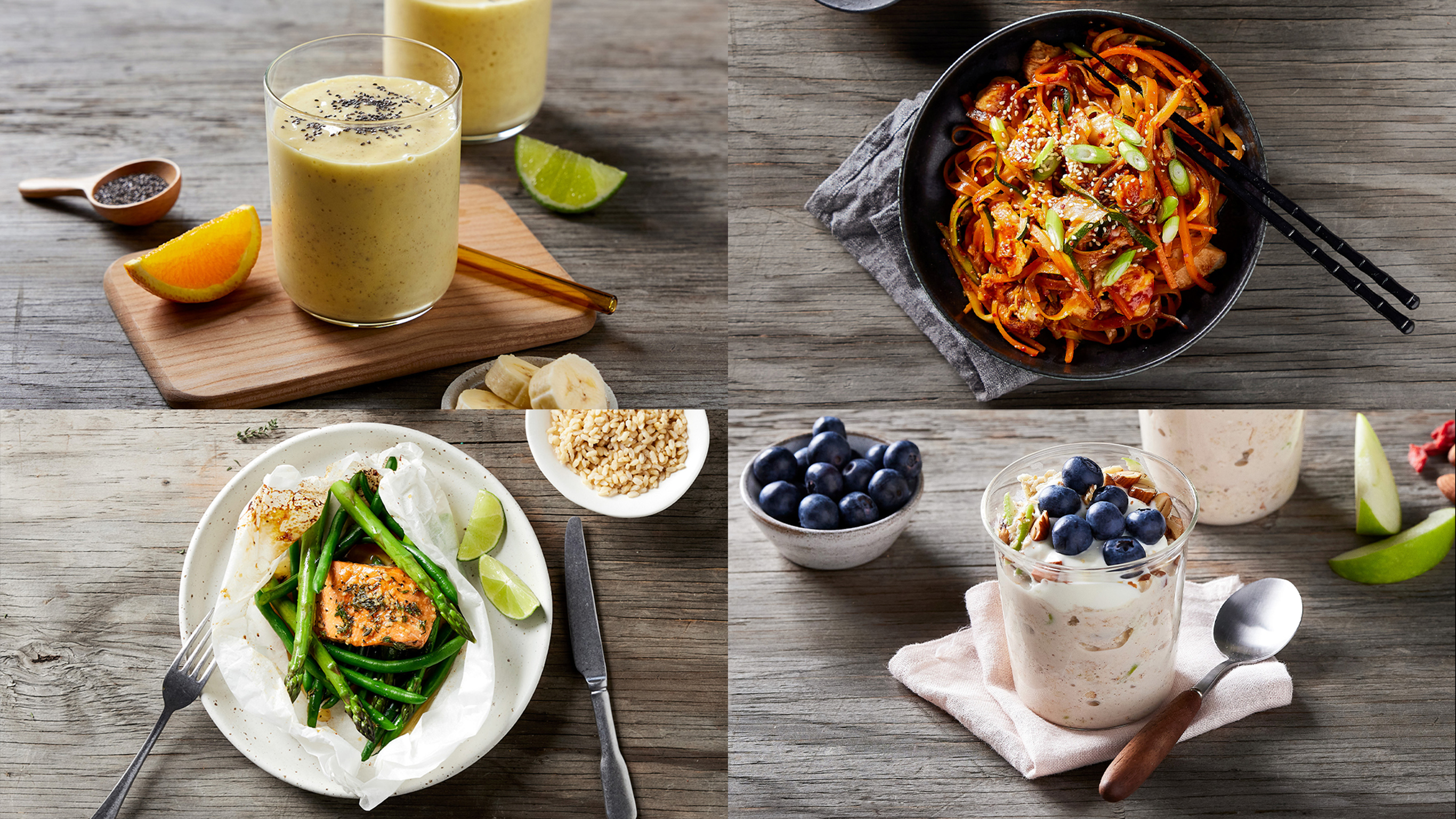 Four different gut-healthy recipes from the Centr menu.