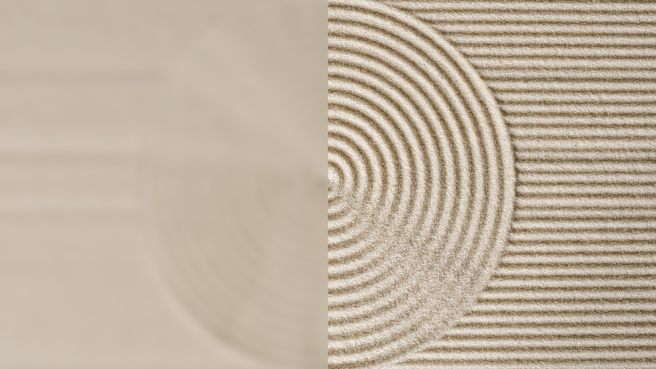 A perfectly-raked zen garden seen from above, symbolising a calm and anxiety-free mind.