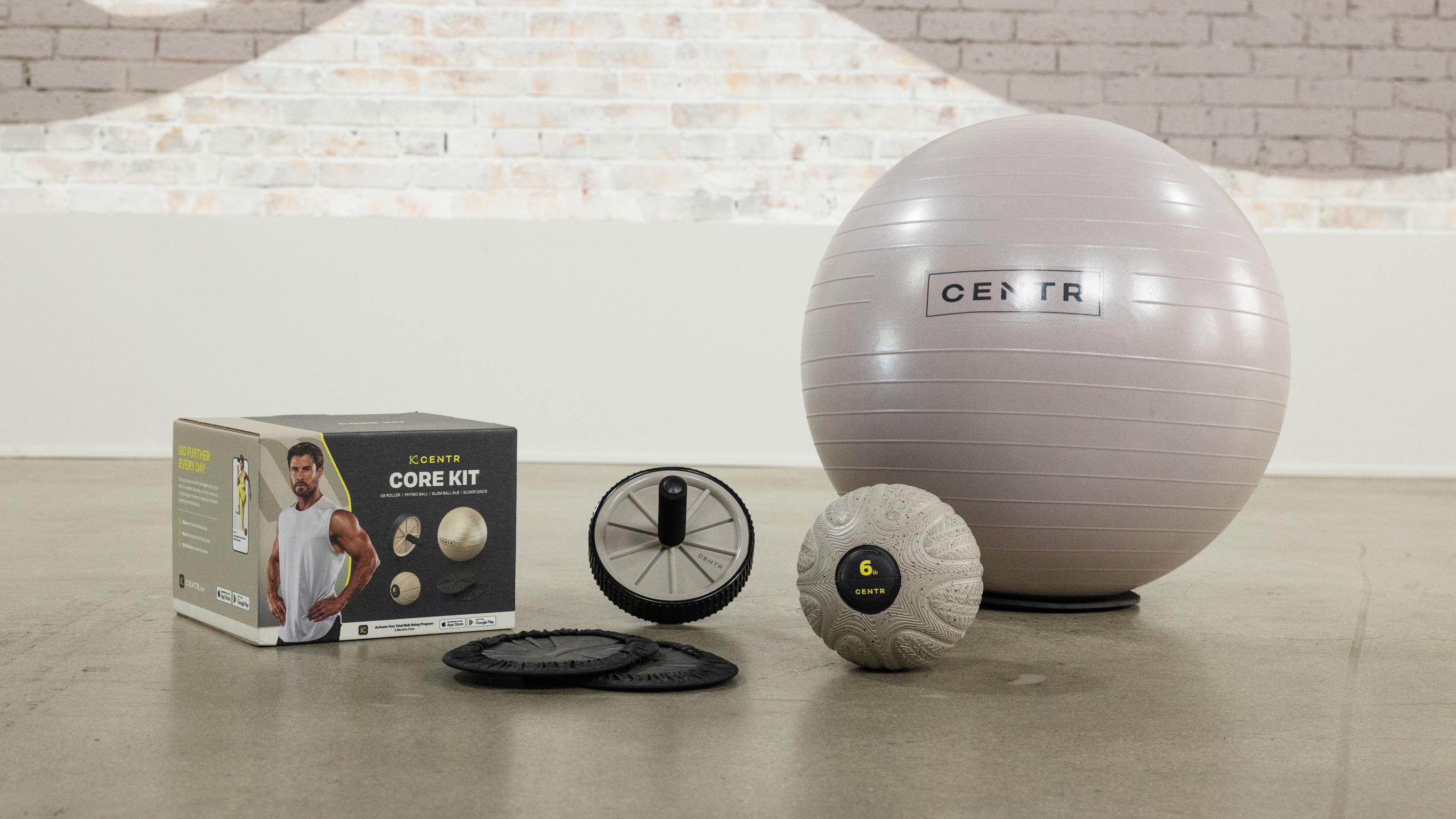 A photo of the components of the Centr Core Kit.