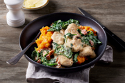 Low-carb Creamy Tuscan Chicken with Veggie Mash
