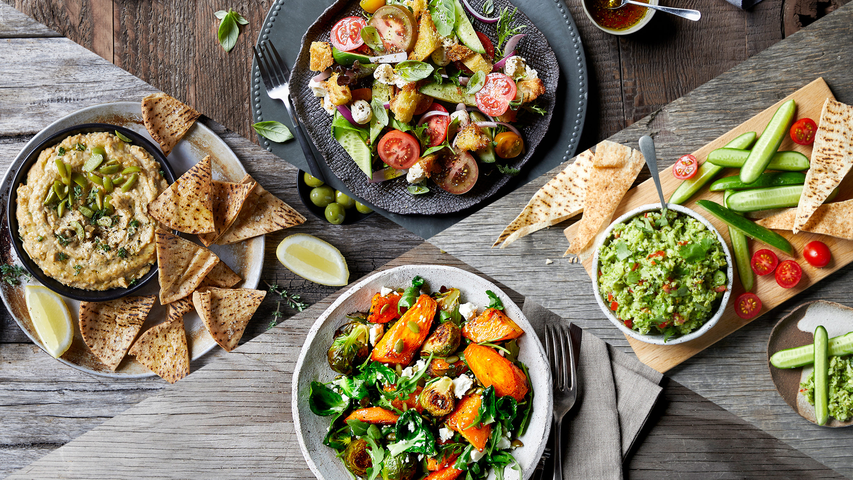A montage of four of Centr's tasty side dishes from the Centr menu.
