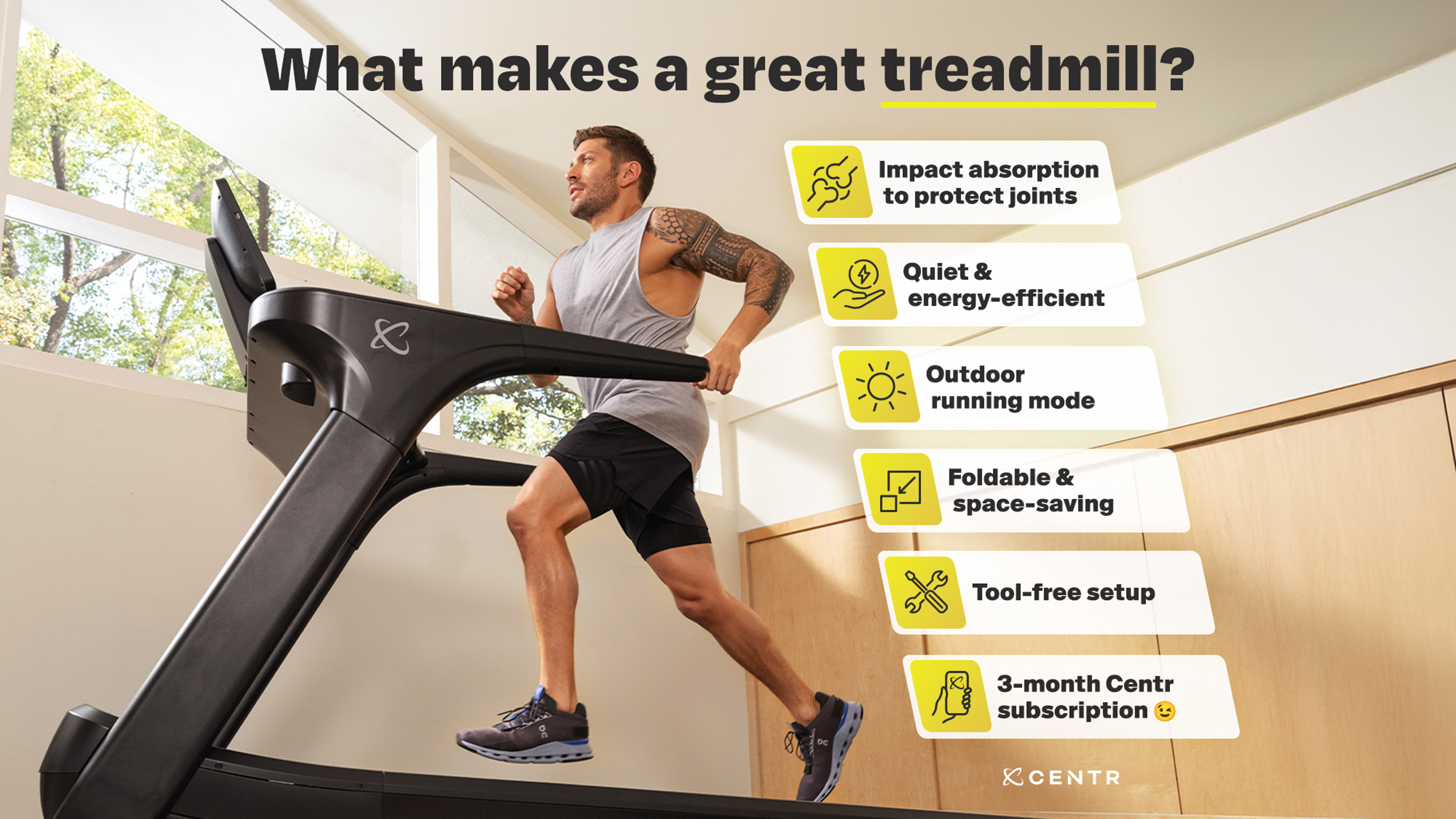 Infographic describing factors that make a great treadmill.