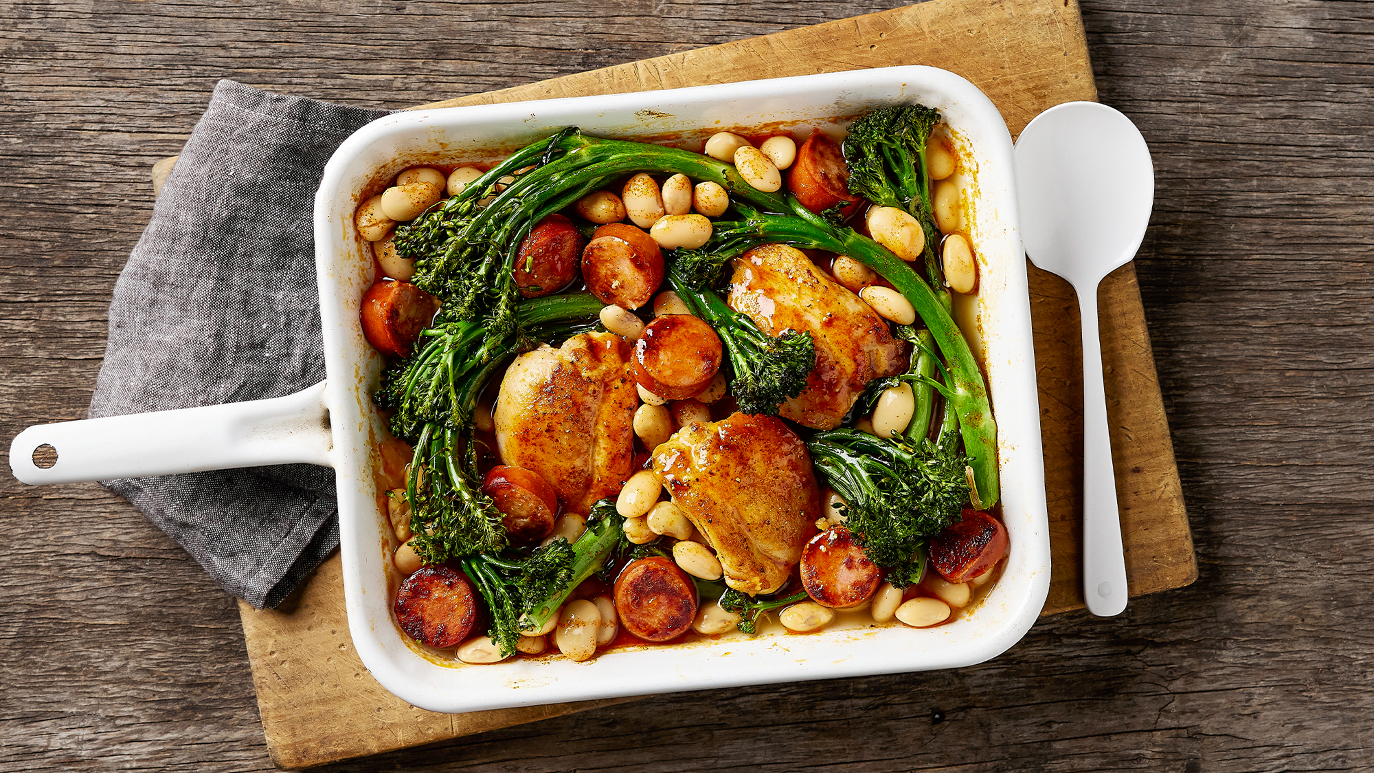 4. Spanish Chicken with Braised Beans & Chorizo