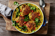 Baked Curried Chicken with Red Lentils