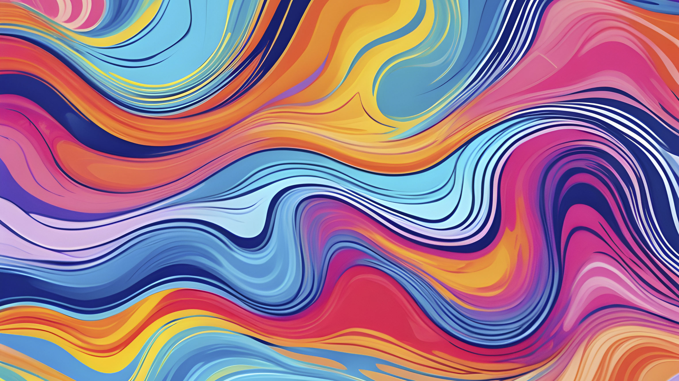 A digital image of a rainbow of colours swirling.