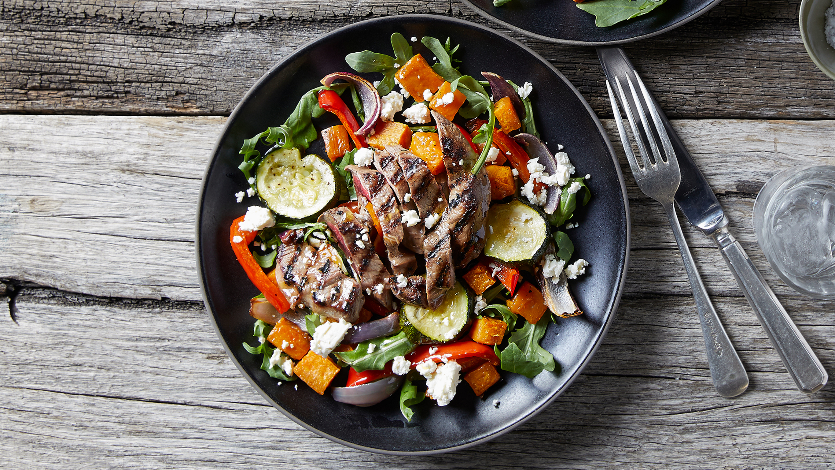Grilled Steak & Roast Vegetable Salad from the Centr recipe library.