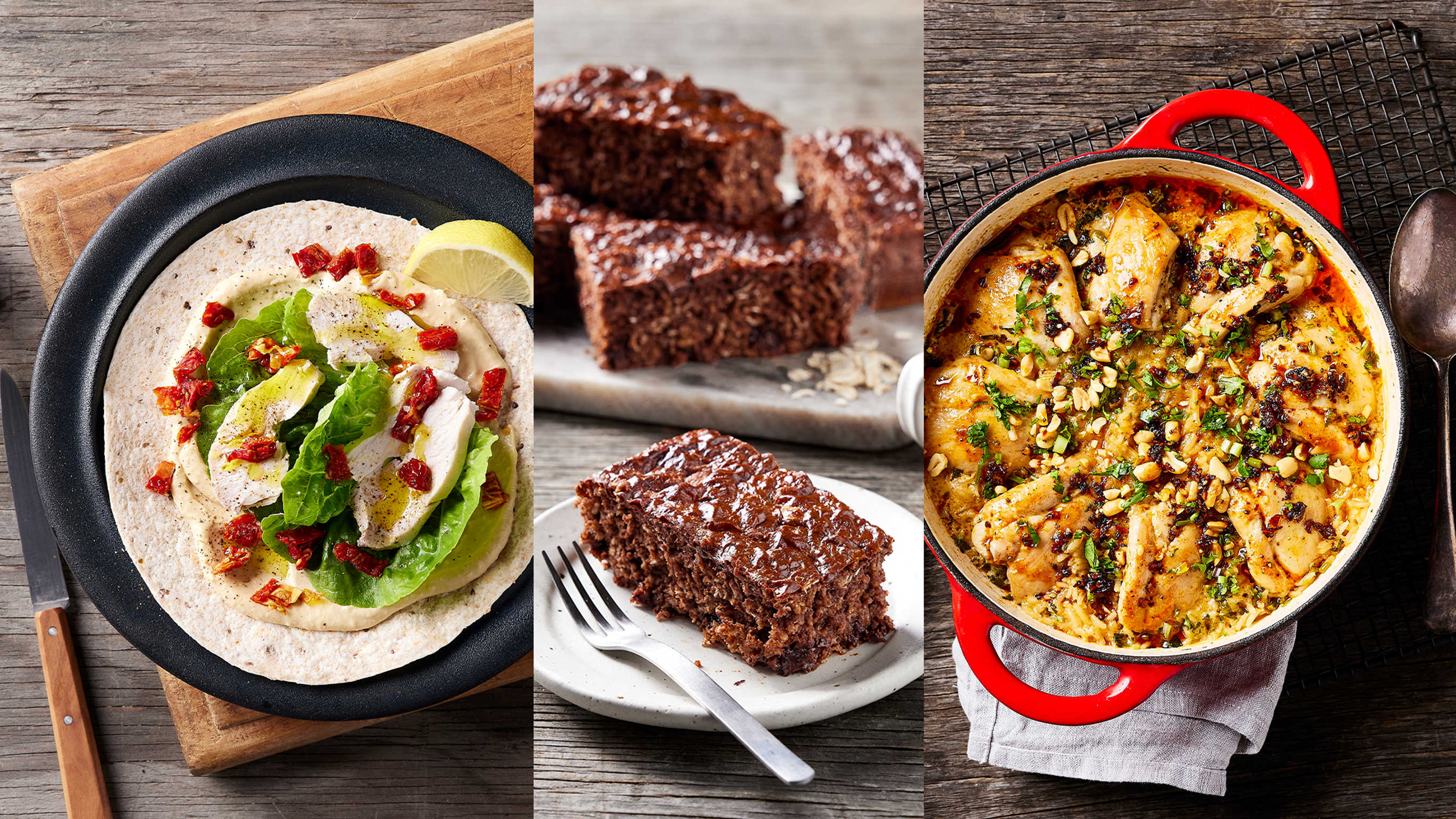 A triptych of high-protein meals from the Centr menu.