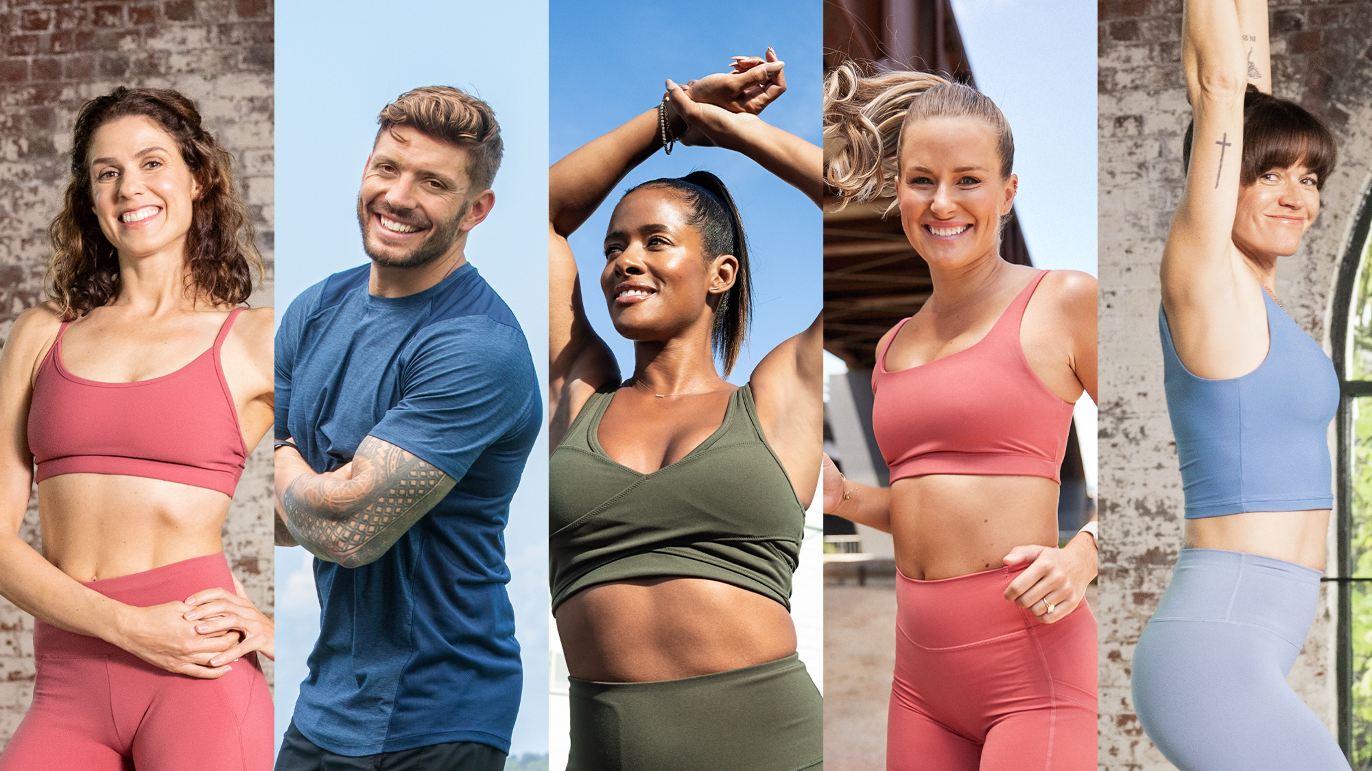 A composite image of Centr trainers, including Luke Zocchi, Ingrid Clay and Alexz Parvi.