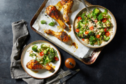 Barbecued Chicken with Grilled Broccoli & Lemon Salad