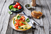 Ricotta Omelette with Garlic Tomatoes
