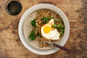 Fried Eggs, Crispy Quinoa & Broccolini