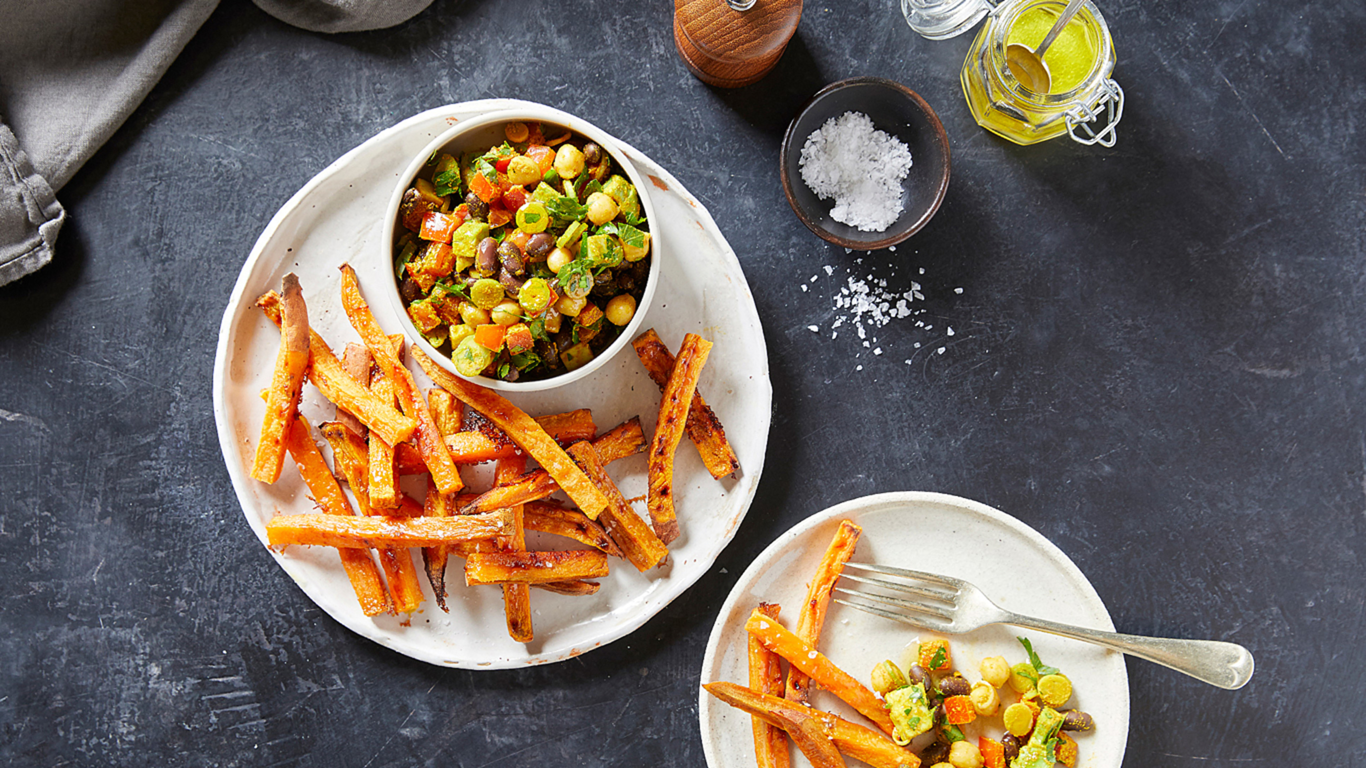 Bean Mix with Sweet Potato Chips