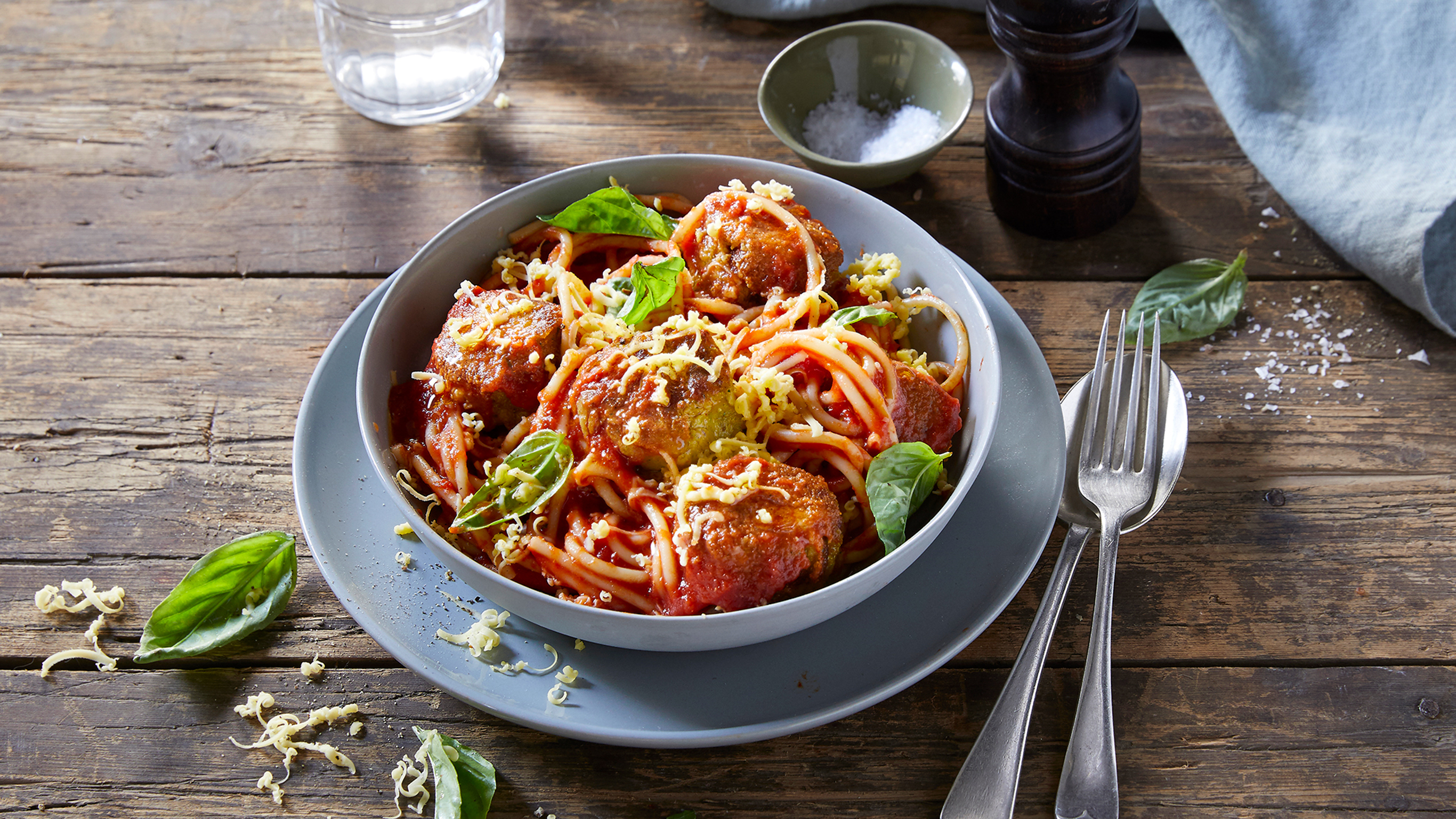 Spaghetti & meat-free 'Meatballs' from the Centr vegan meal plan.