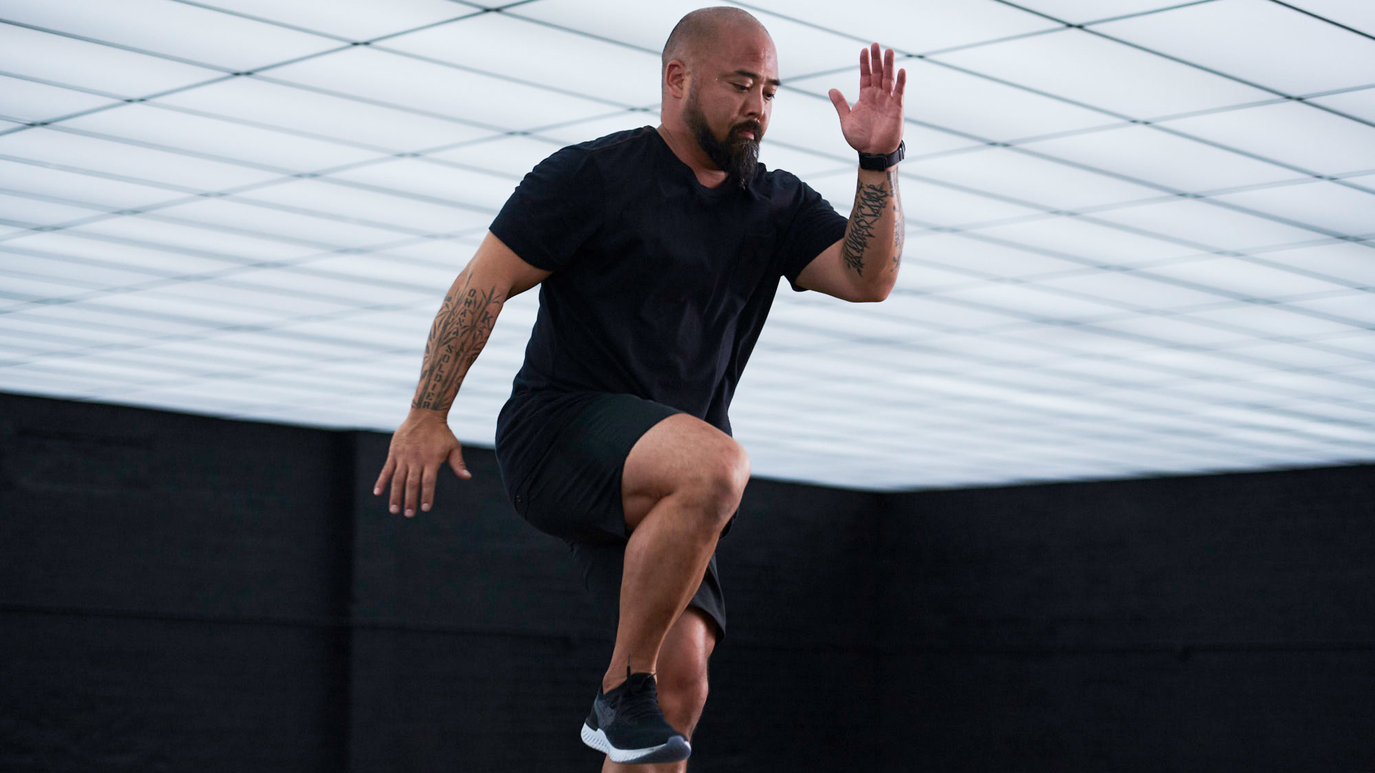 Joseph Sakoda AKA Da Rulk doing high knees.