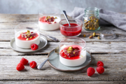 Coconut, Raspberry &amp; Pistachio Panna Cotta Cups